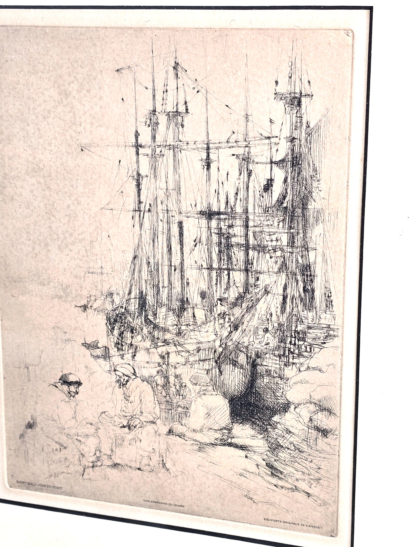 1920s French Art Saint Malo Coin Du Port by Auguste Brouet Print Louvre Museum in Paris