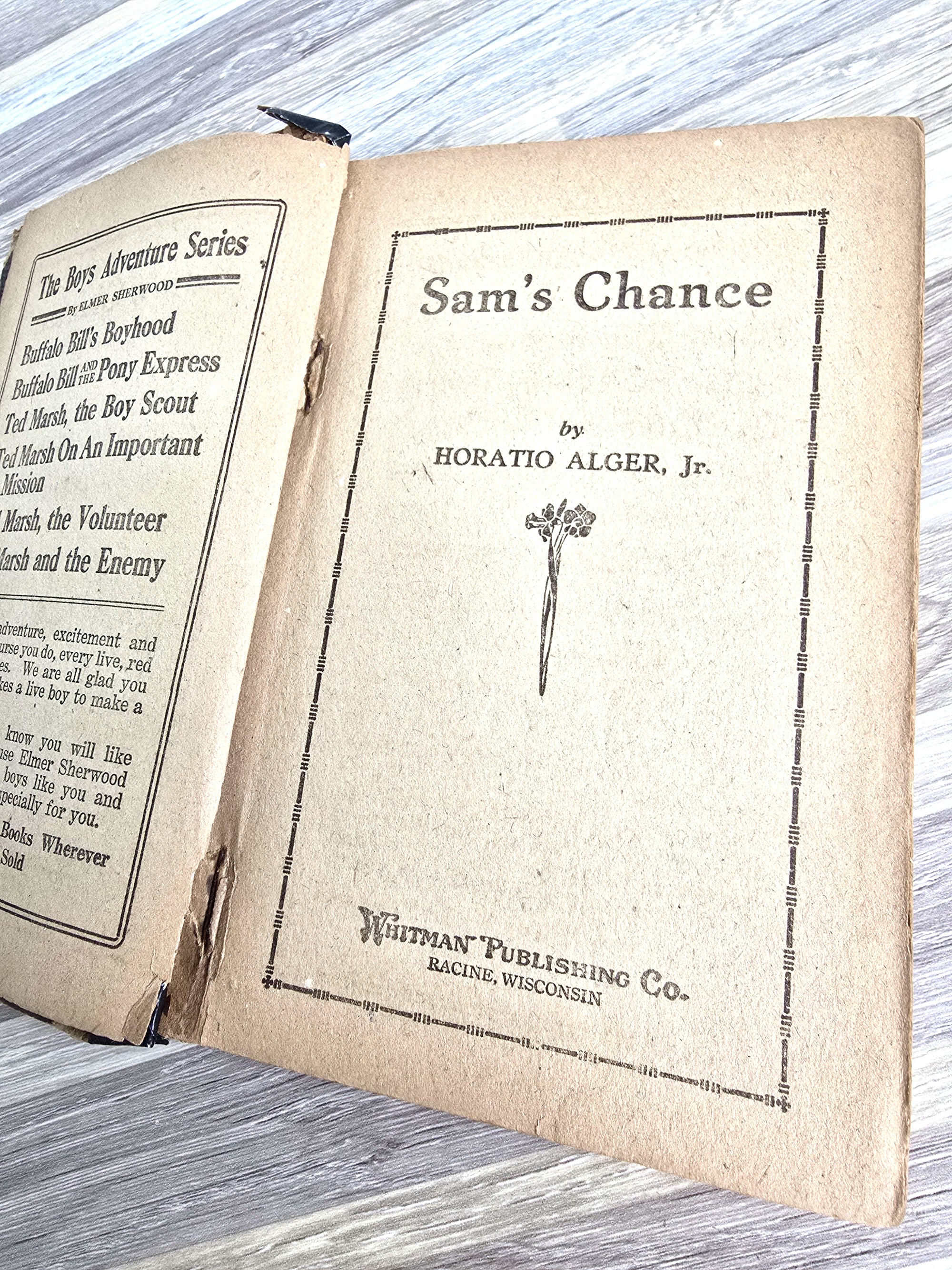 1930 Sam's Chance Book Written by Horatio Alger, Jr. Publisher Whitman Publishing Company