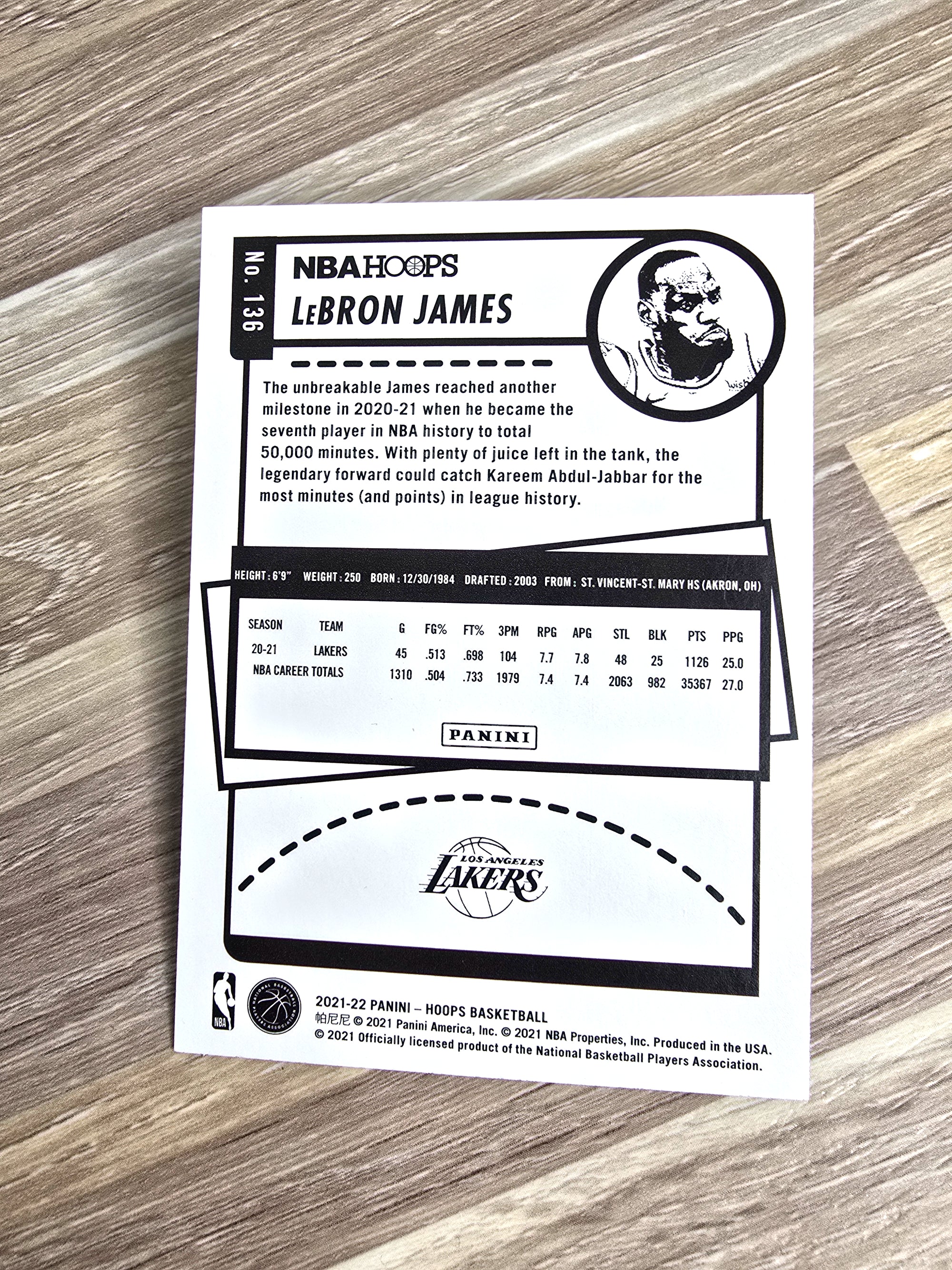 LeBron James NBA Basketball Card 2021 Panini No. 136