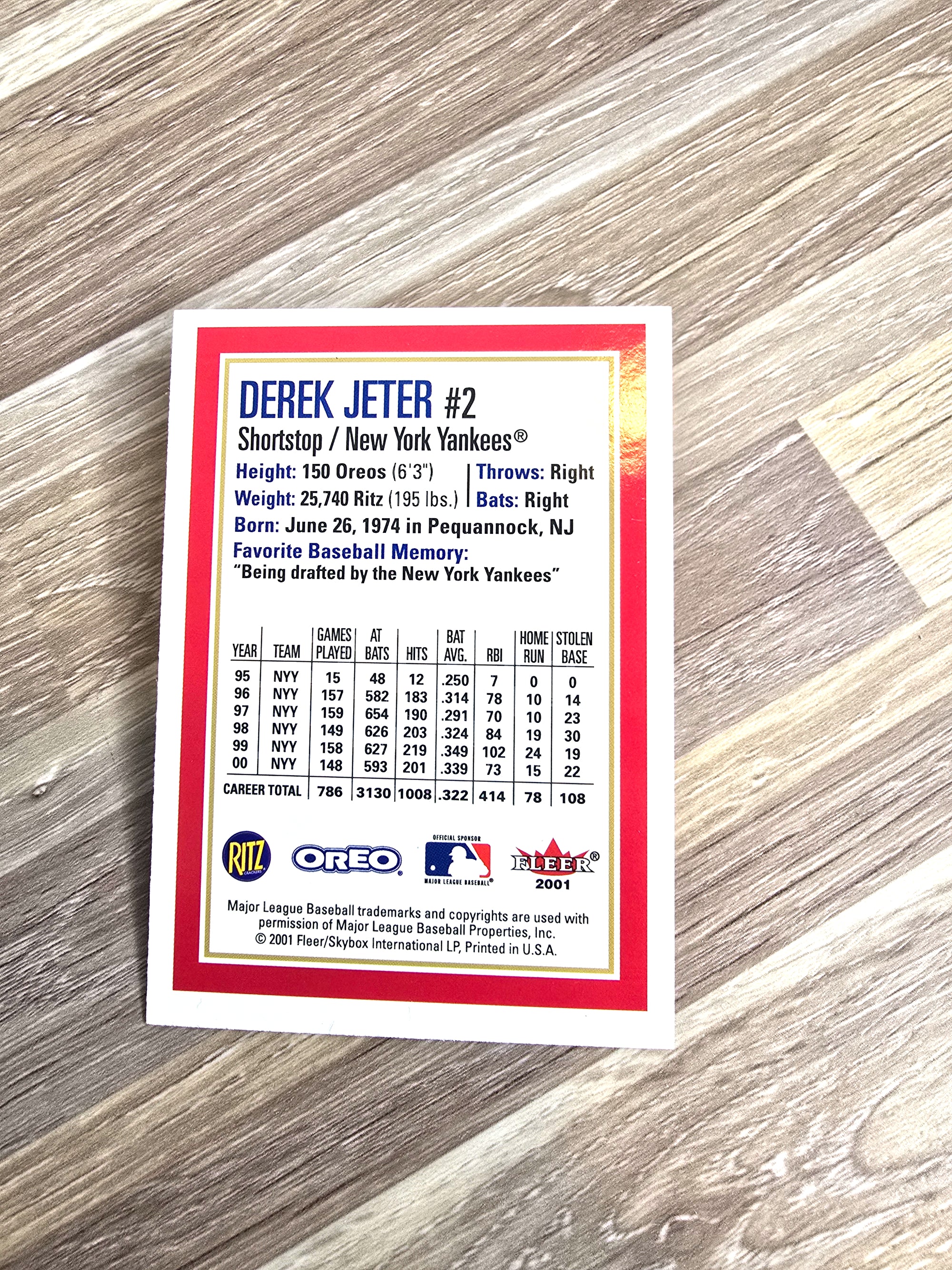 2001 Skybox Derek Jeter Baseball Card Yankees No. 2