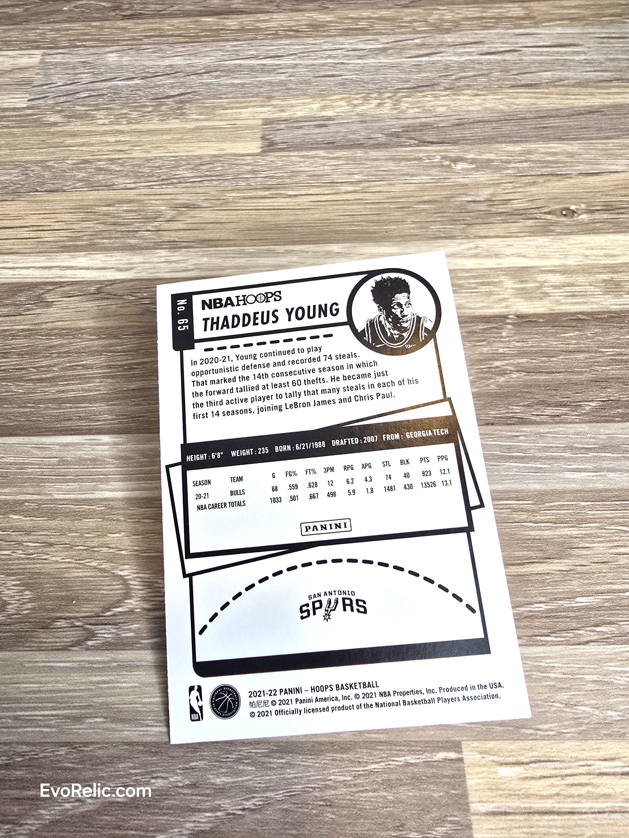 2021 Panini Thaddeus Young Bulls Basketball Card No 65