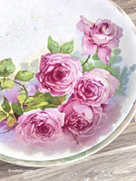 Edwardian Pink Rose Plate Grocer FRANK S. PEIRCE Advertising Vintage Earthenware c. 1900