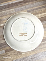 Edwardian Pink Rose Plate Grocer FRANK S. PEIRCE Advertising Vintage Earthenware c. 1900