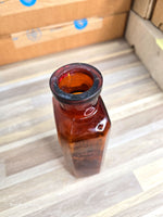 Early 1900s Amber Apothecary Bottle THE N.D. CO National Drug Company Philadelphia Square Wide Mouth
