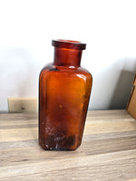 Early 1900s Amber Apothecary Bottle THE N.D. CO National Drug Company Philadelphia Square Wide Mouth