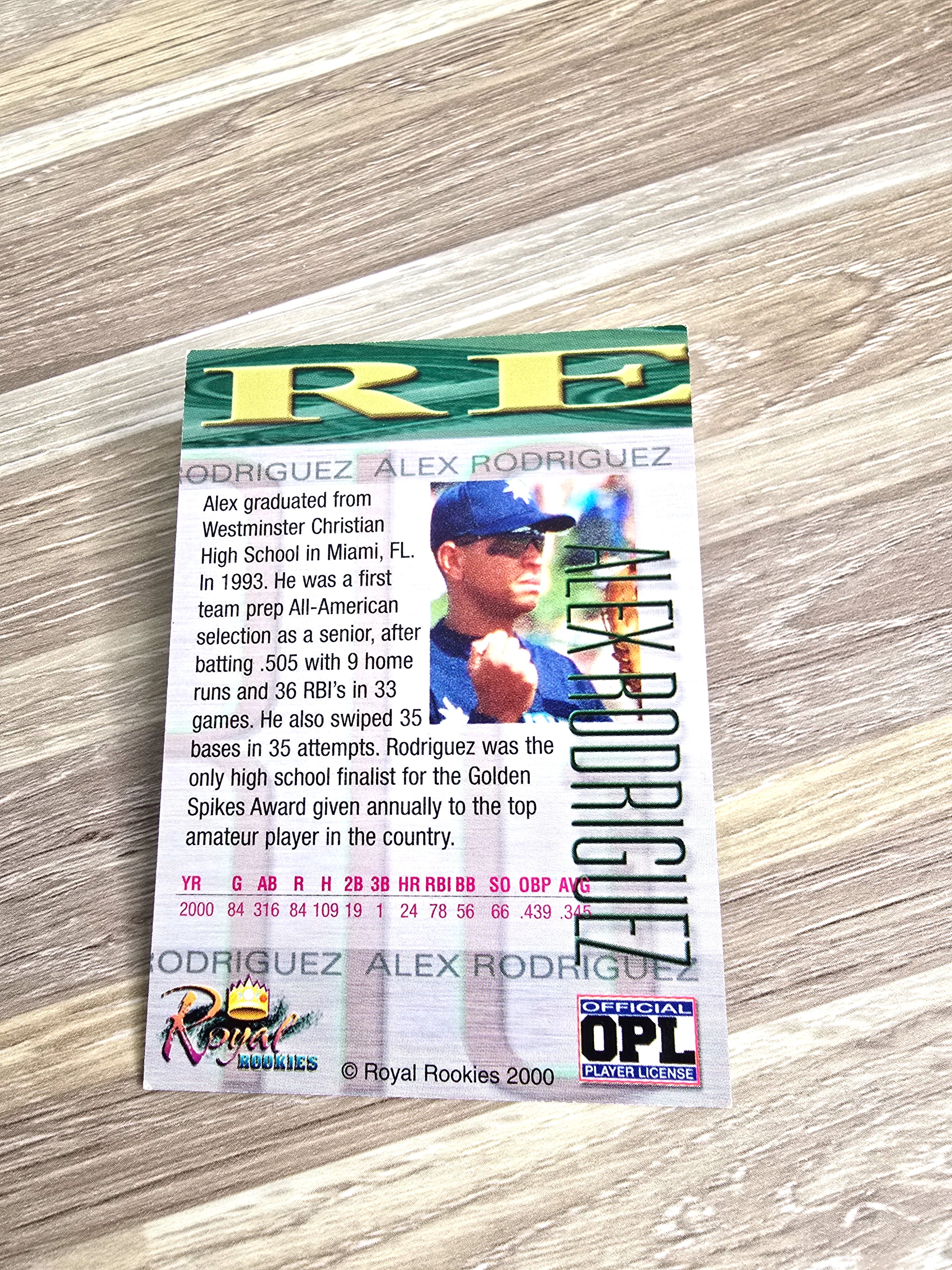 Alex Rodriguez Baseball Card 2000 Royal Rookies