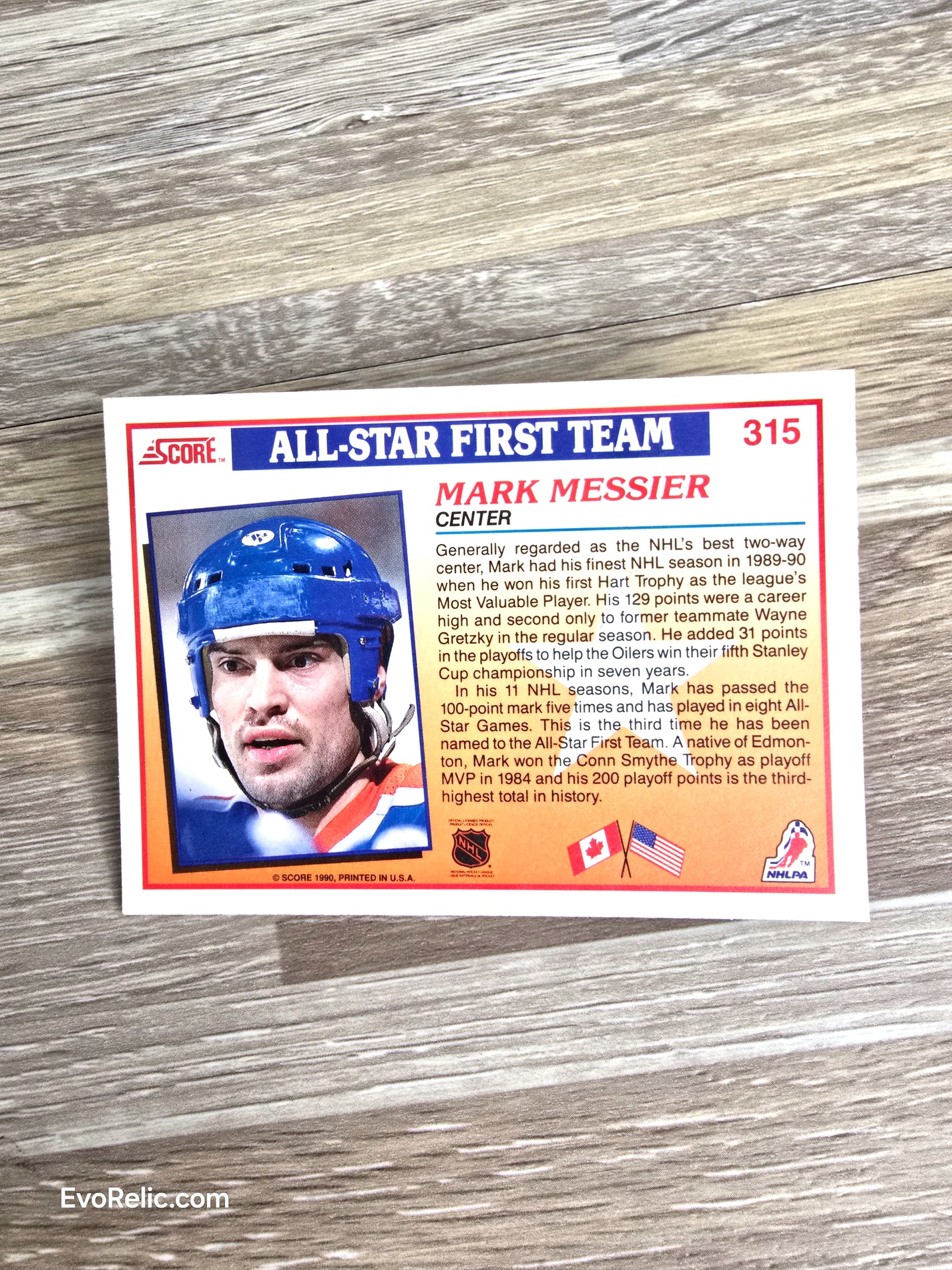 1990 Mark Messier NHL Hockey Card Score No 315