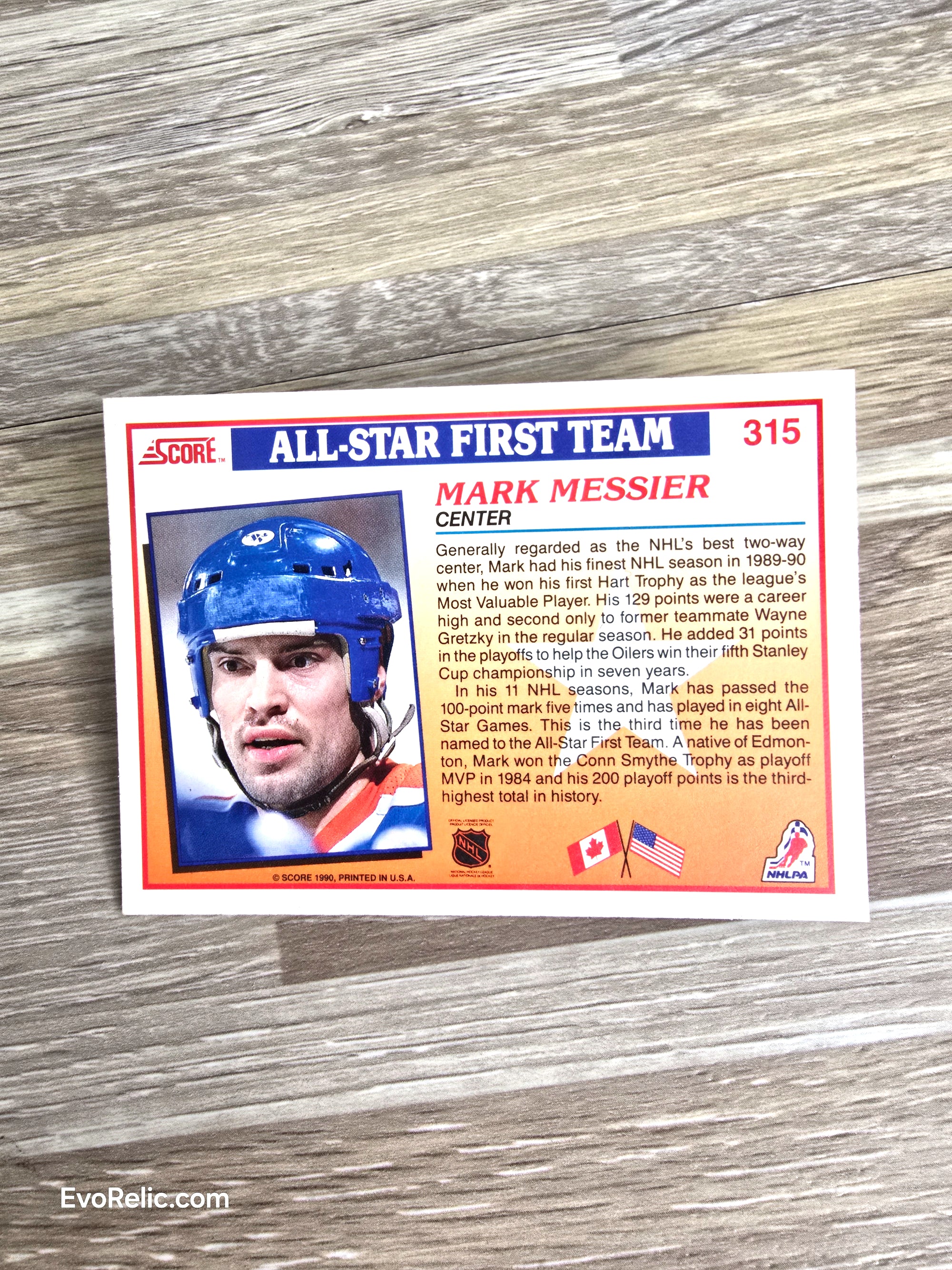 1990 Mark Messier NHL Hockey Card Score No 315