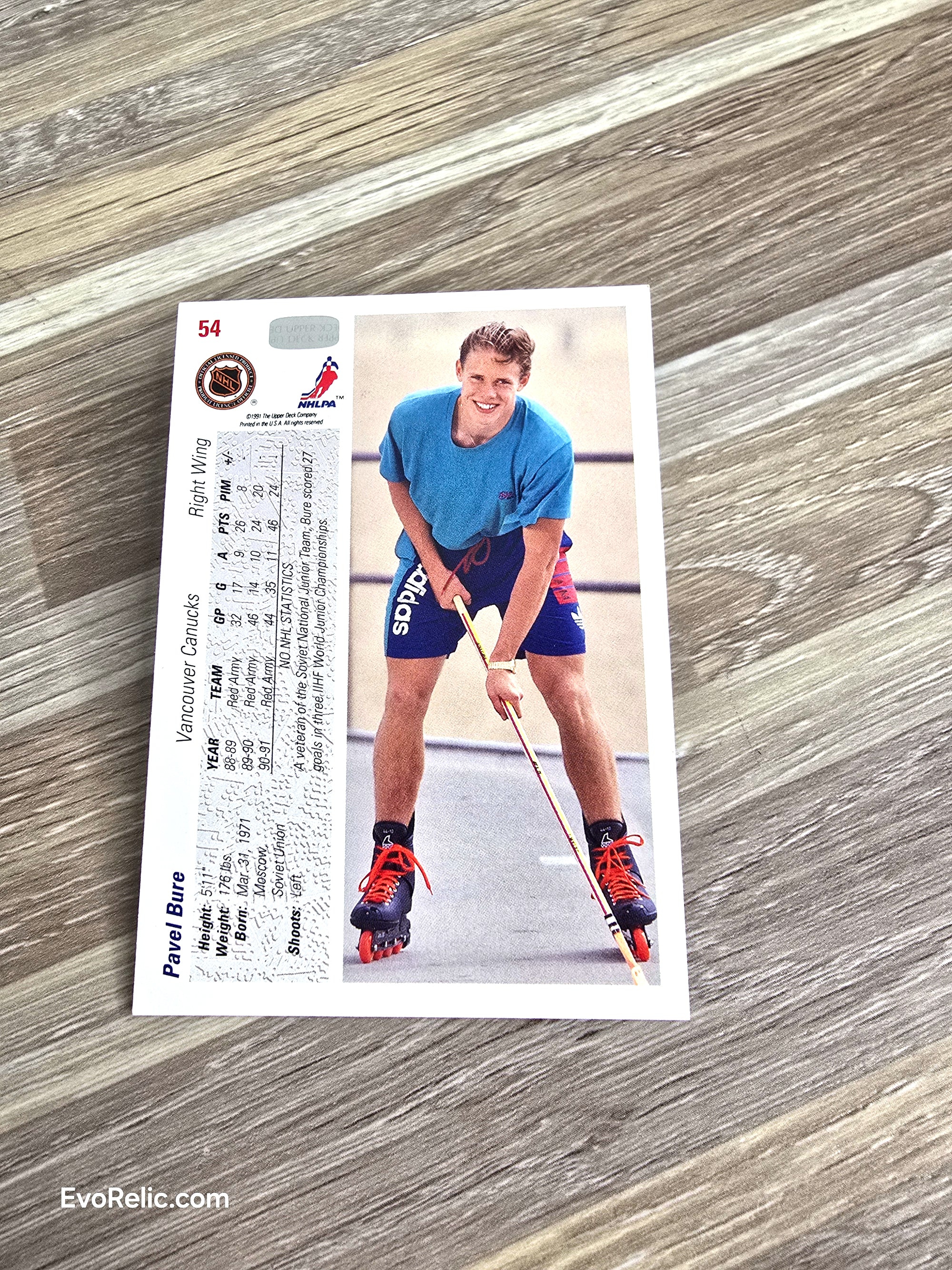 Upper Deck Hockey Card 1991 Pavel Bure Canucks No 54