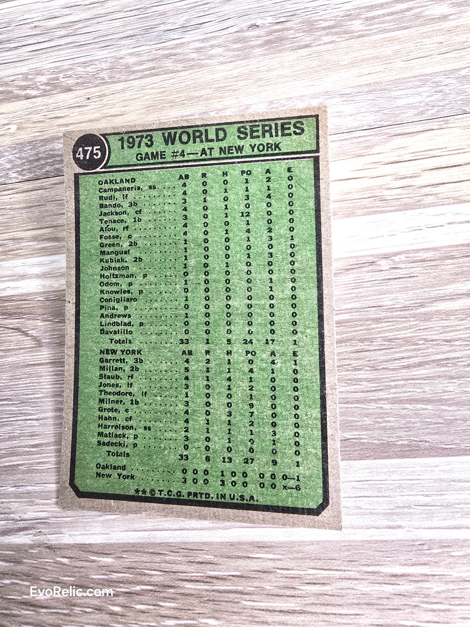 Topps 1973 World Series Baseball Card New York vs Oakland No 475
