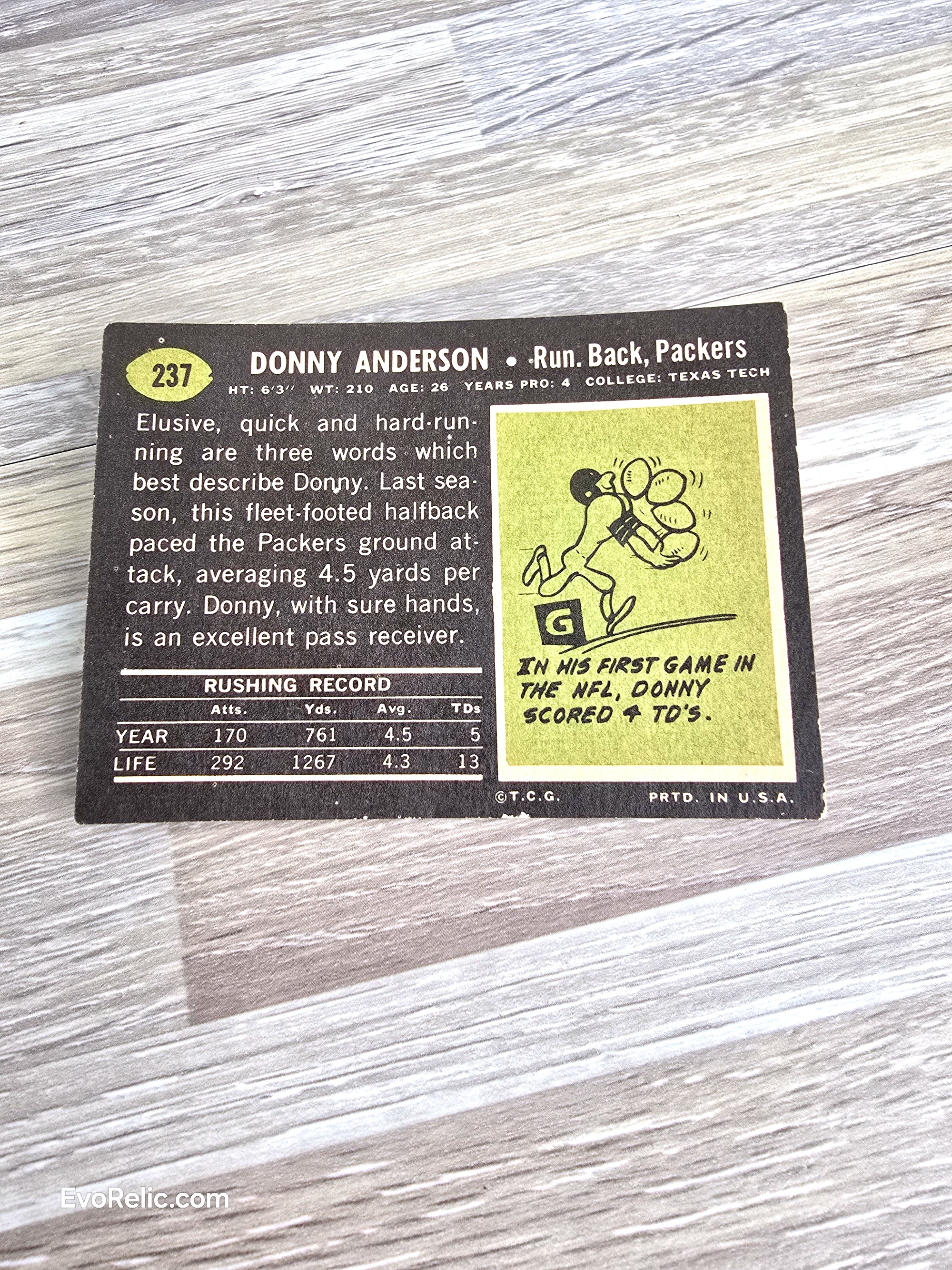 Topps Football Card 1969 Donny Anderson Packers No 237