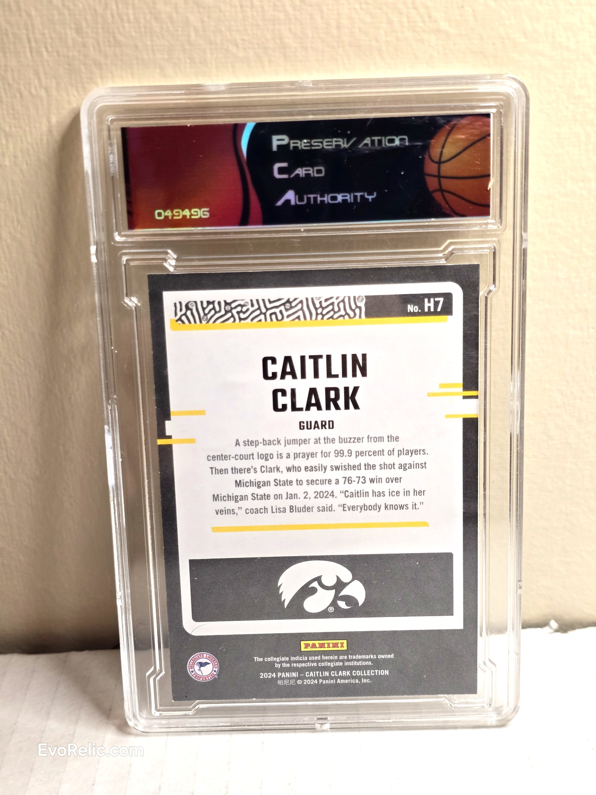 Panini 2024 Caitlin Clark WNBA Basketball Card No H7 - Graded 10 Mint