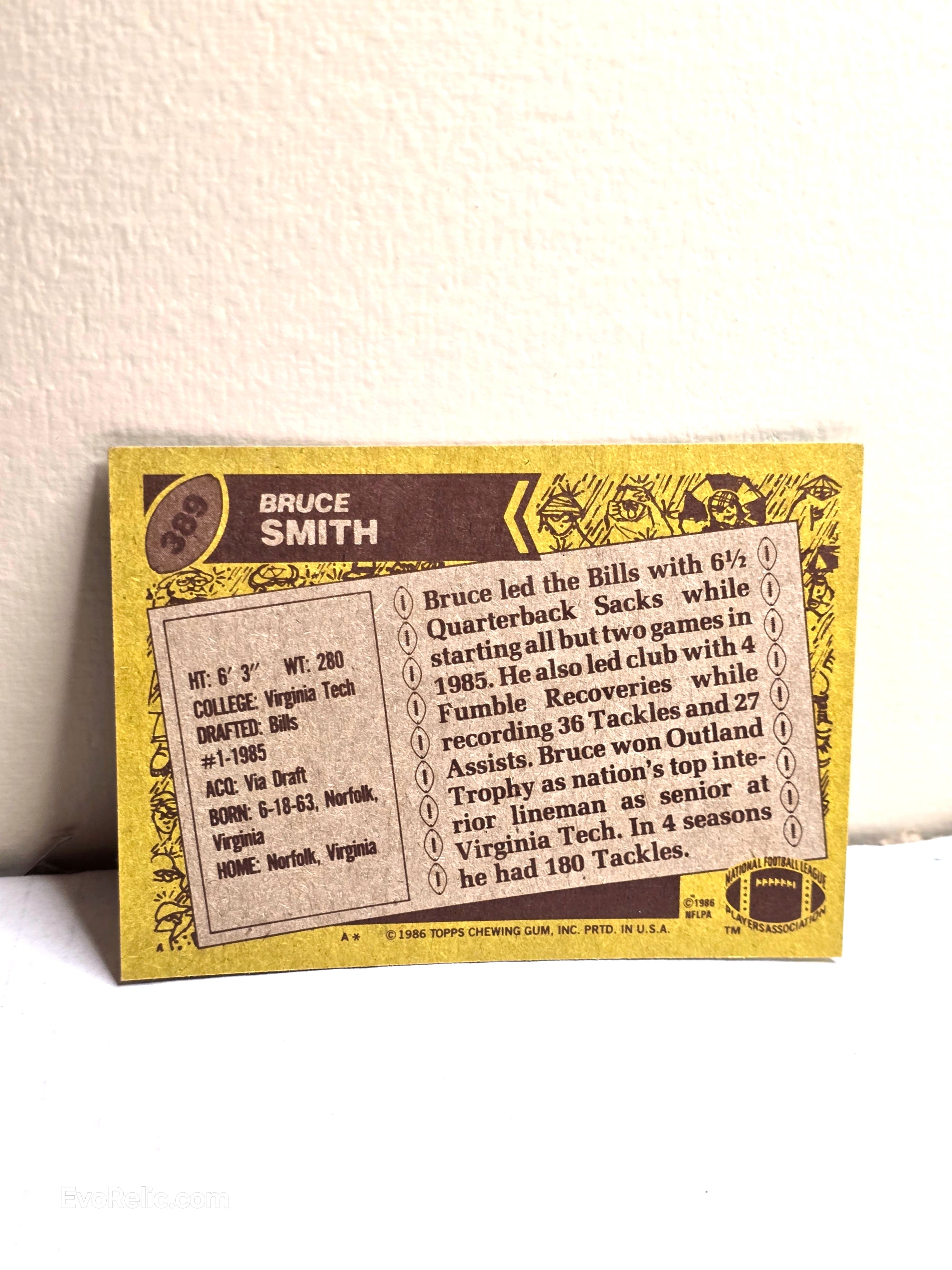 Buffalo Bills Topps Football Bruce Smith 1986 NFL Card No 389