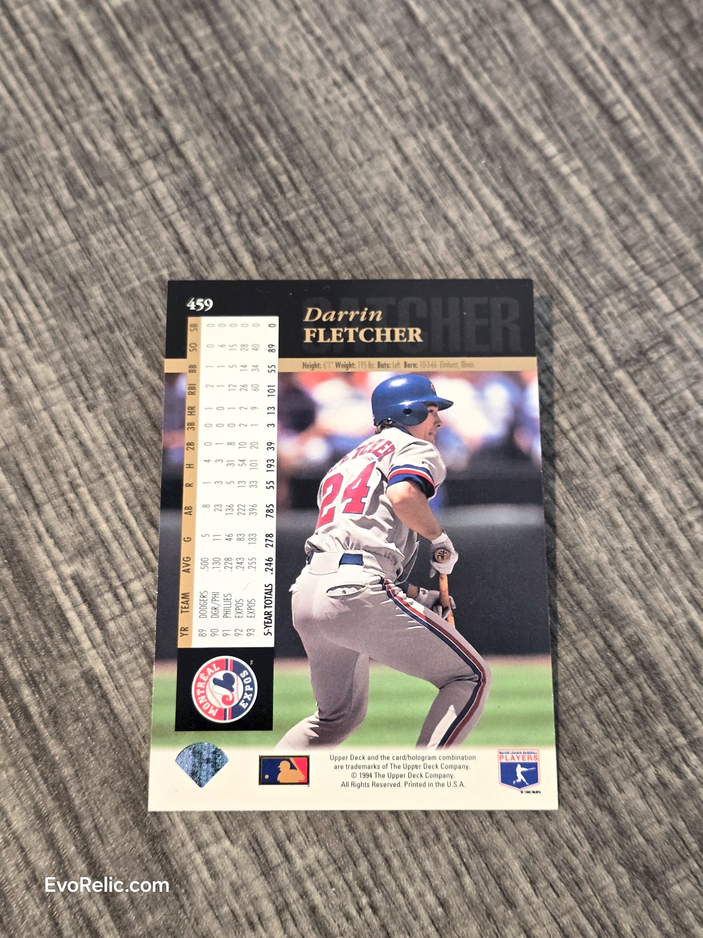 1994 Expos Baseball Card Darrin Fletcher Upper Deck No 459
