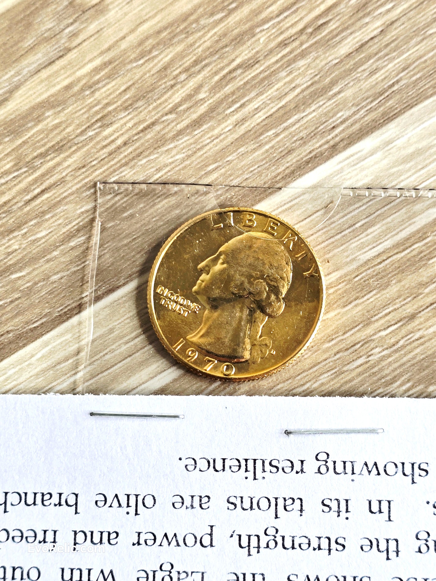 Gold Washington Quarter 1970 Reverse Eagle