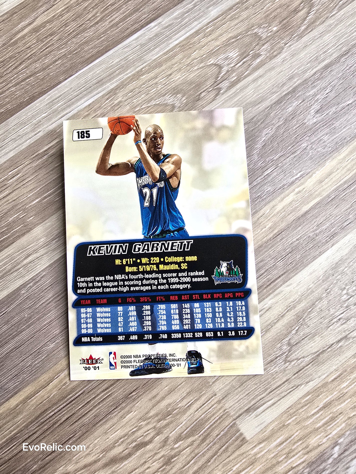 2000'01 Kevin Garnett NBA Basketball Card Fleer No 185