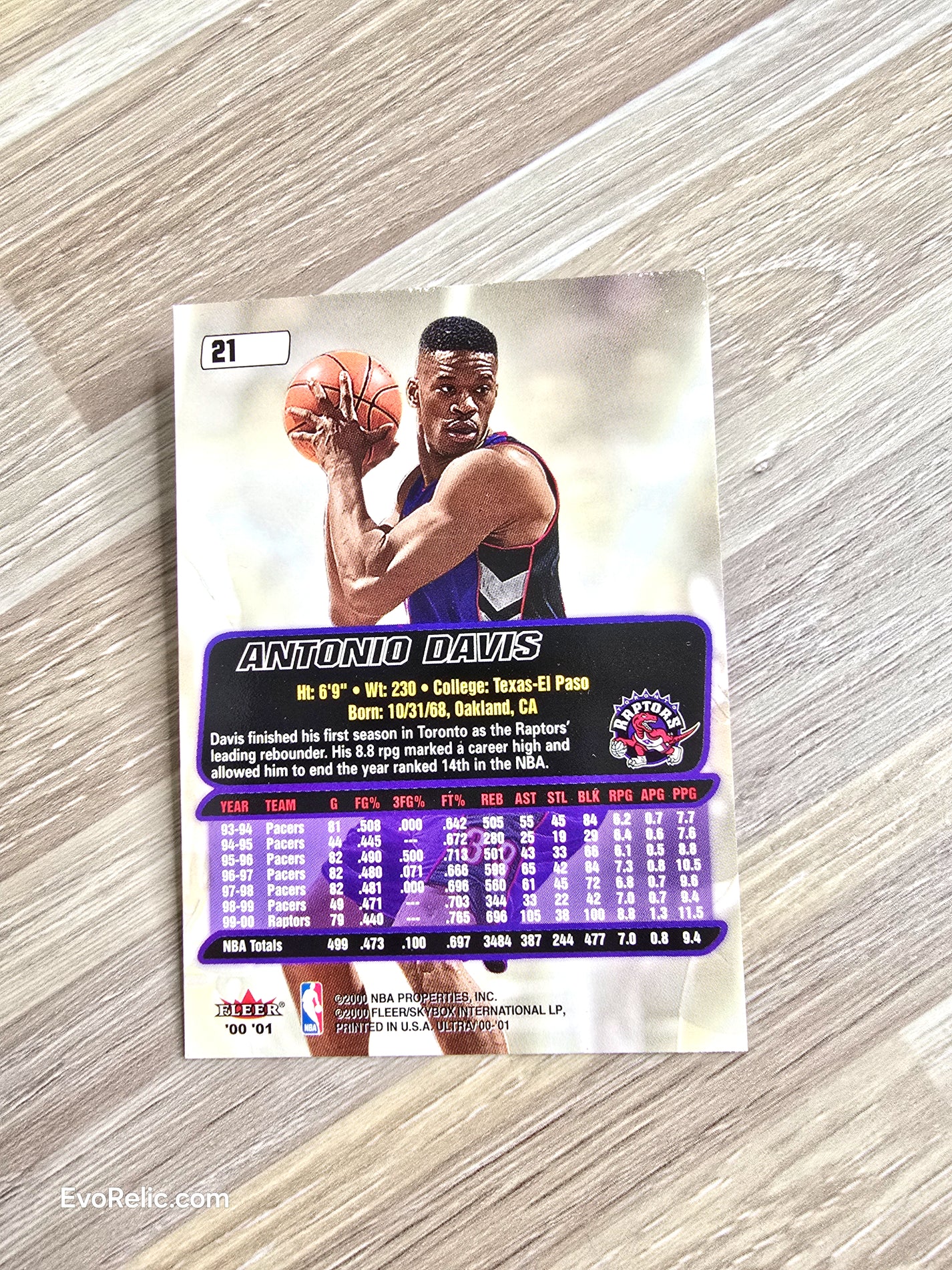 2000'01 Antonio Davis NBA Basketball Card Ultra Fleer No. 21