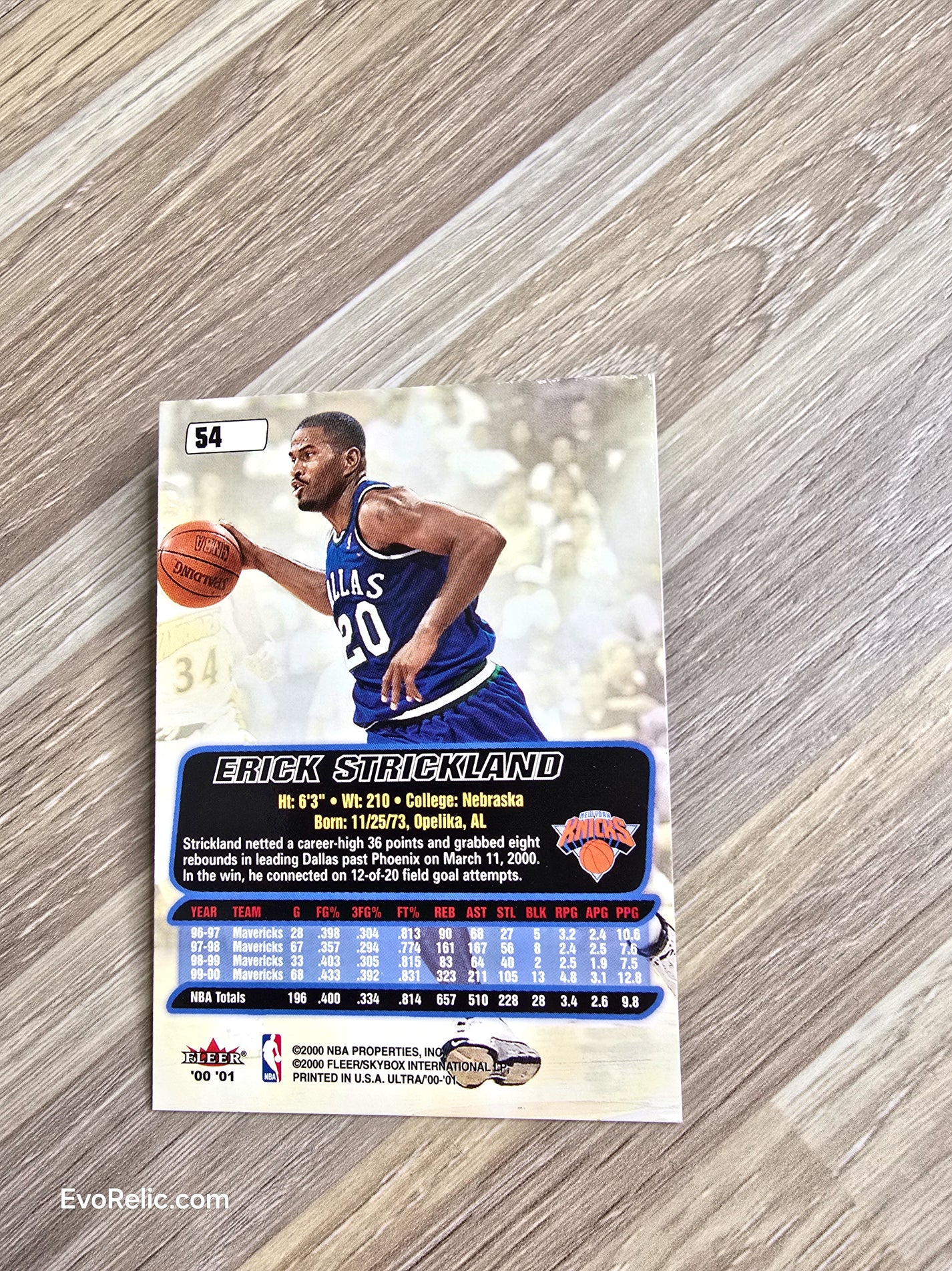 2000'01 Erick Strickland NBA Basketball Card Ultra Fleer No. 54