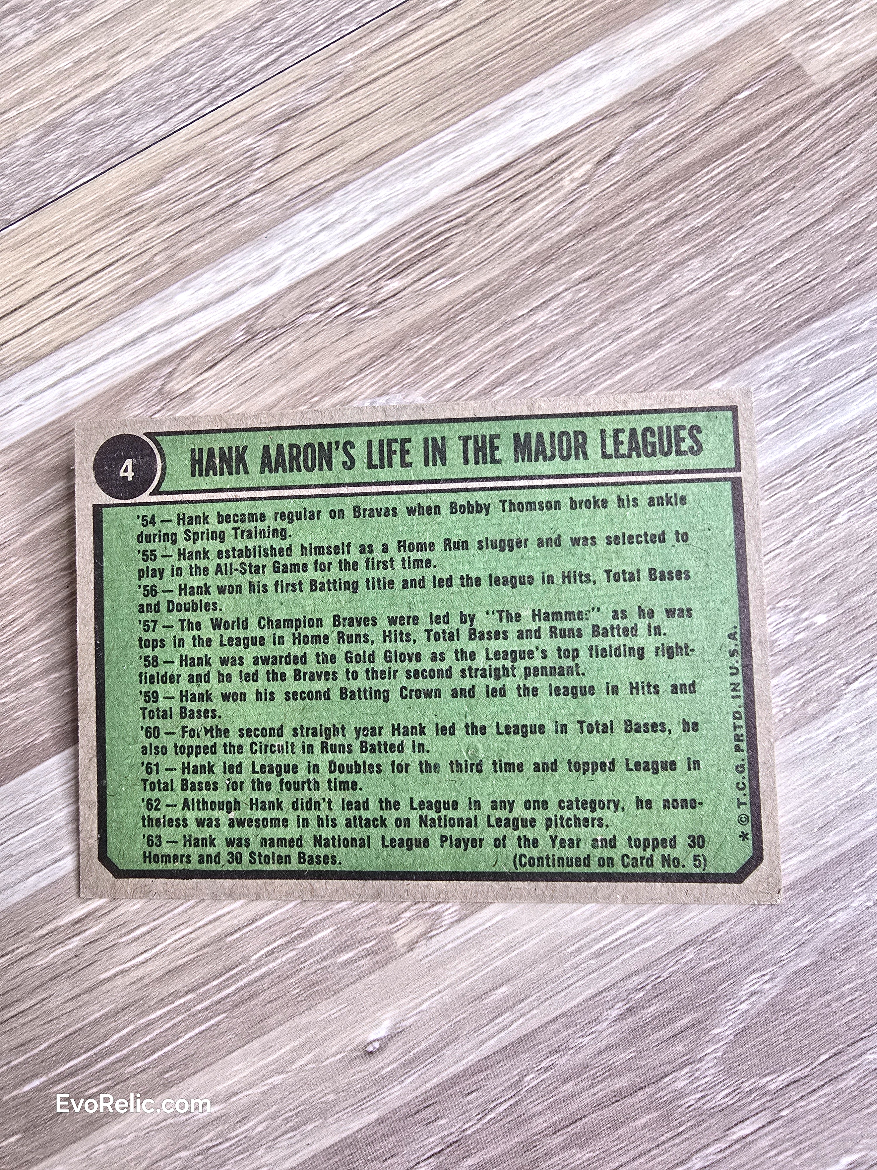 1974 Topps #4 Hank Aaron Special – "Life in the Major Leagues"