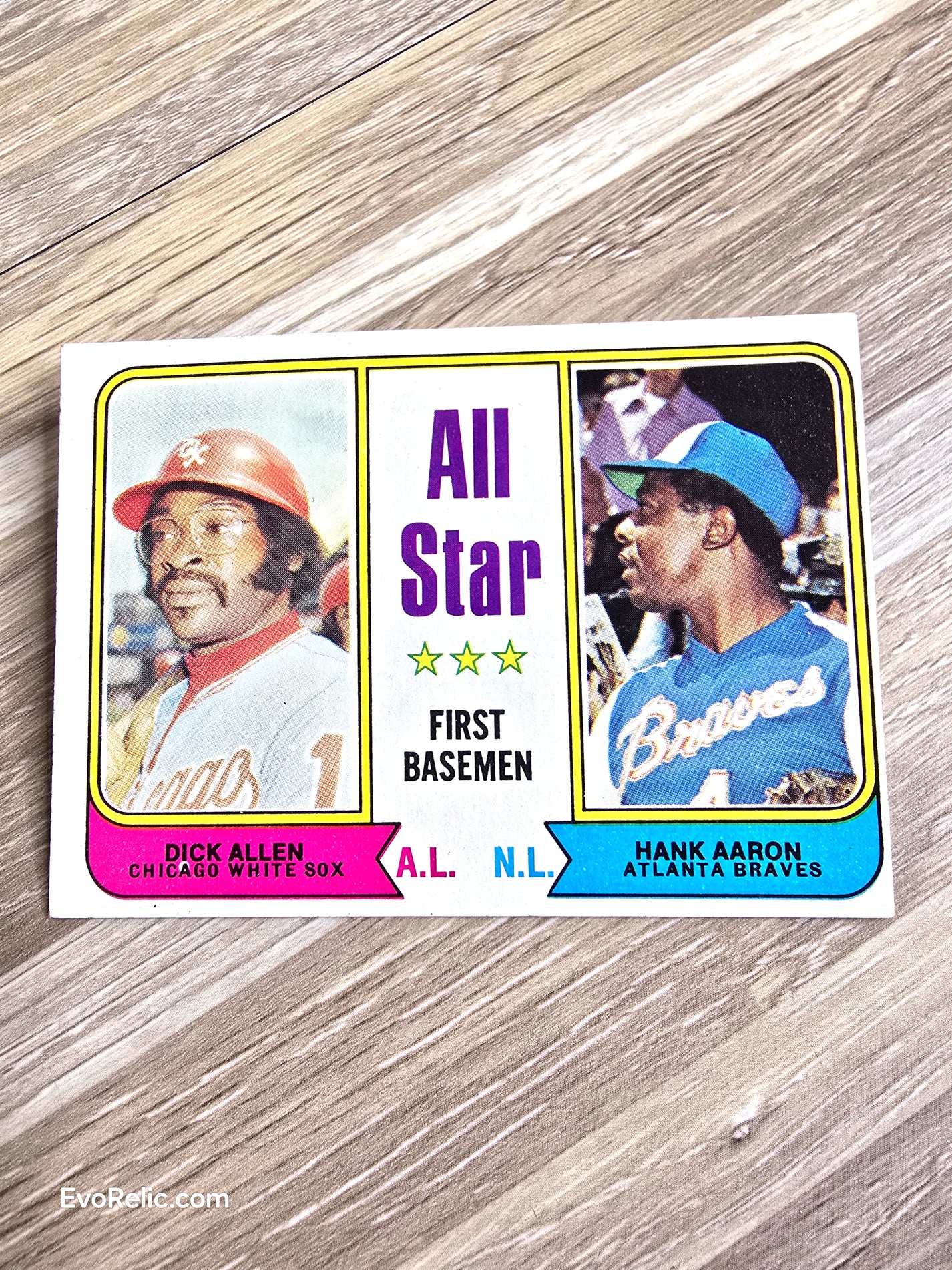 1975 Topps #312 All-Star First Basemen Hank Aaron Dick Allen