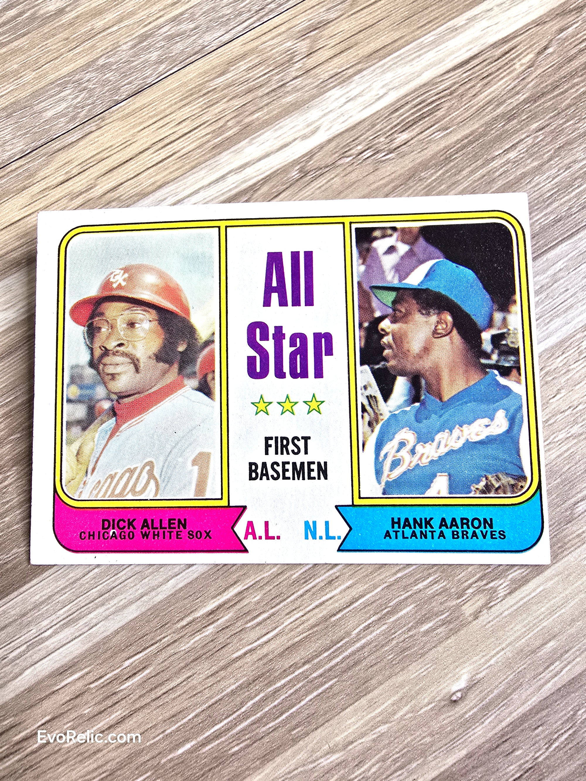 1975 Topps #312 All-Star First Basemen Hank Aaron Dick Allen