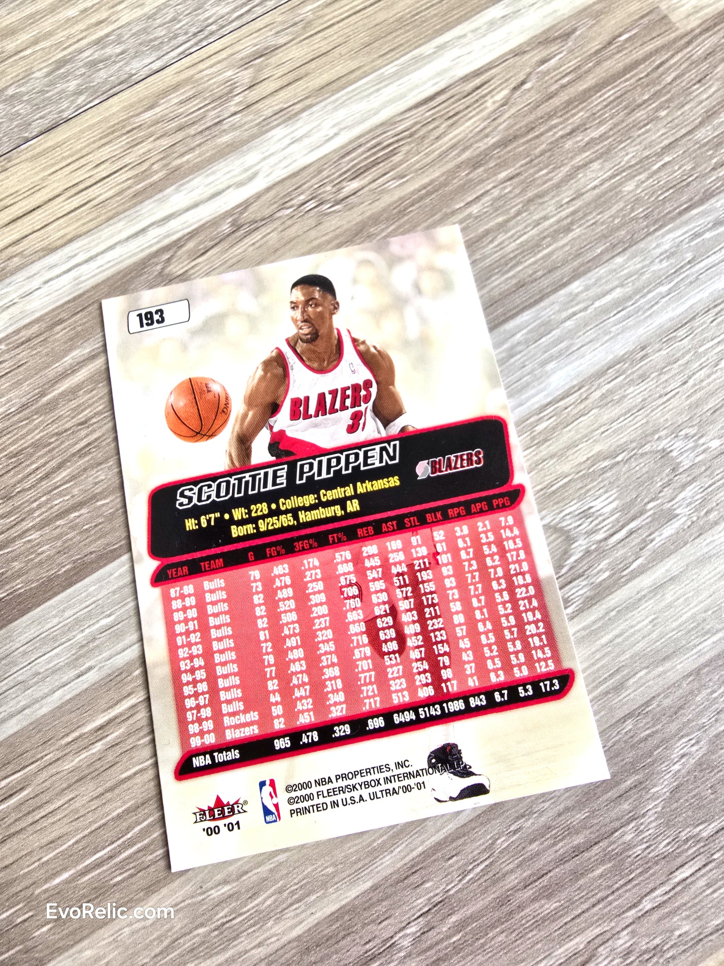 2000 Scottie Pippen NBA Basketball Card No 193