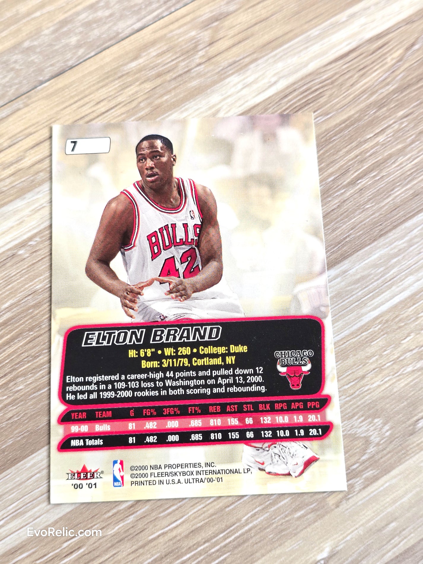Elton Brand NBA Basketball 2000 Fleer Card No 7