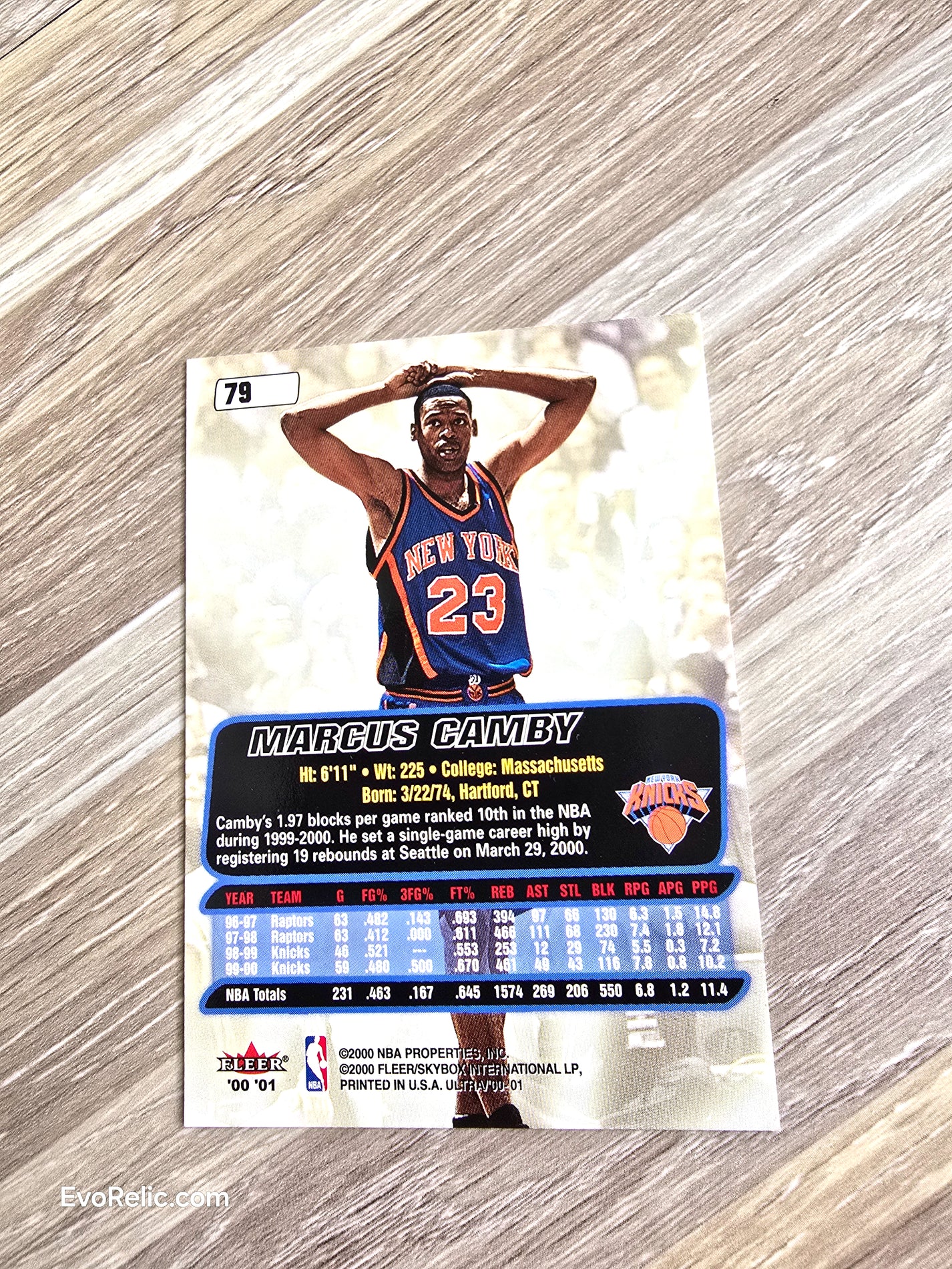 Marcus Camby NBA Basketball Card 2000 Fleer No 79
