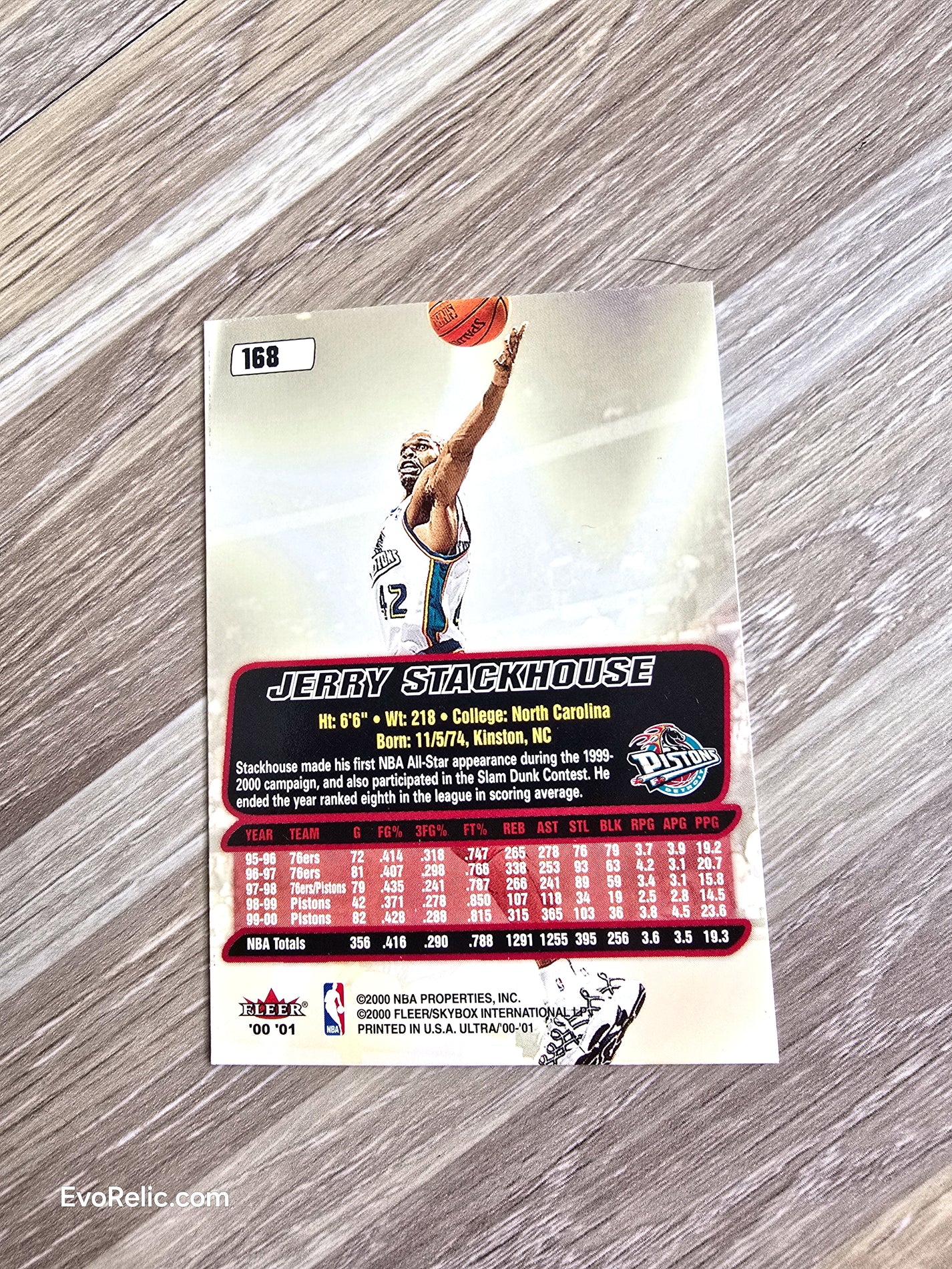 Jerry Stackhouse NBA Basketball Card 2000 Fleer No 168
