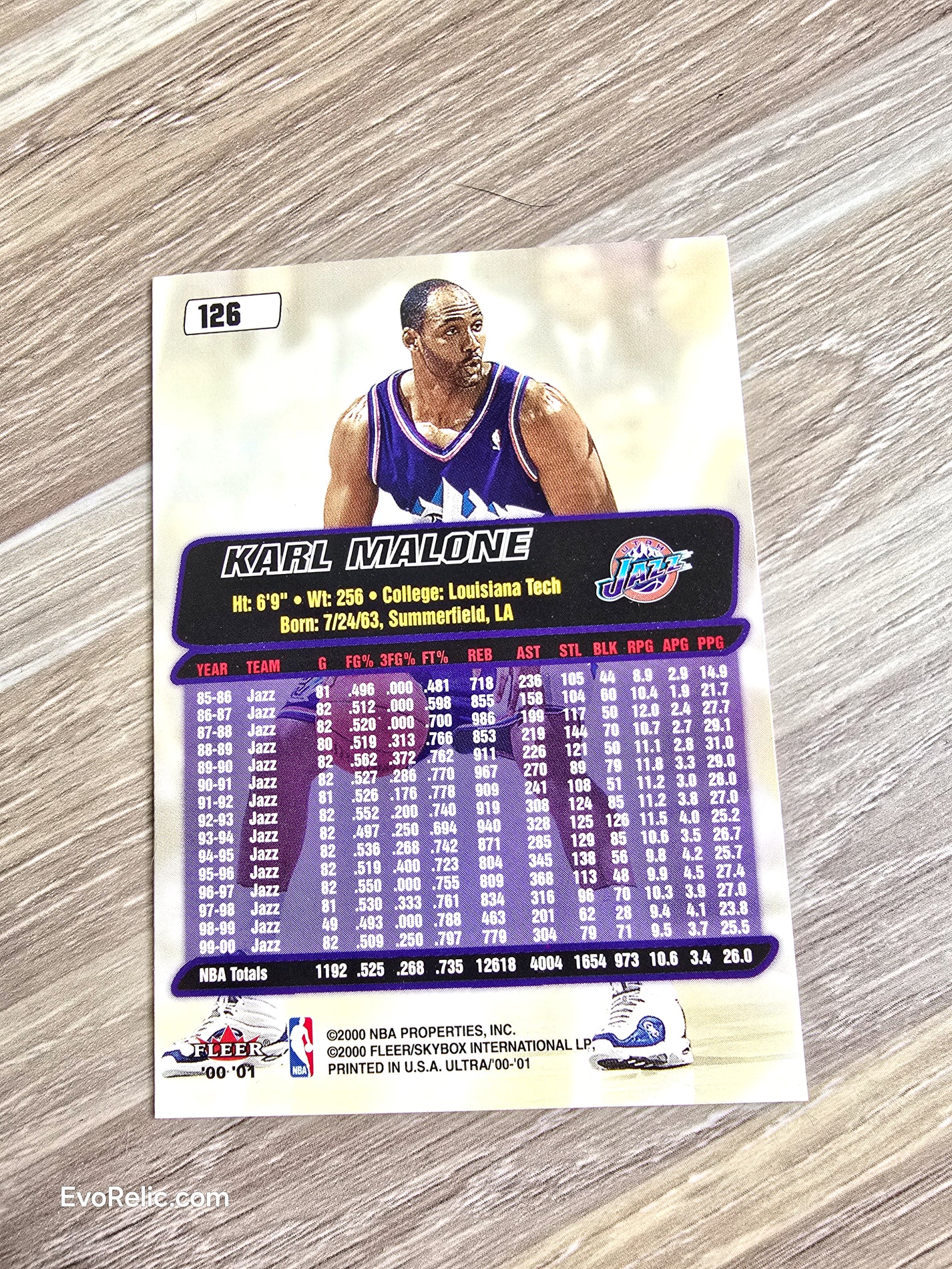 Karl Malone NBA Basketball Card 2000 Fleer No 126