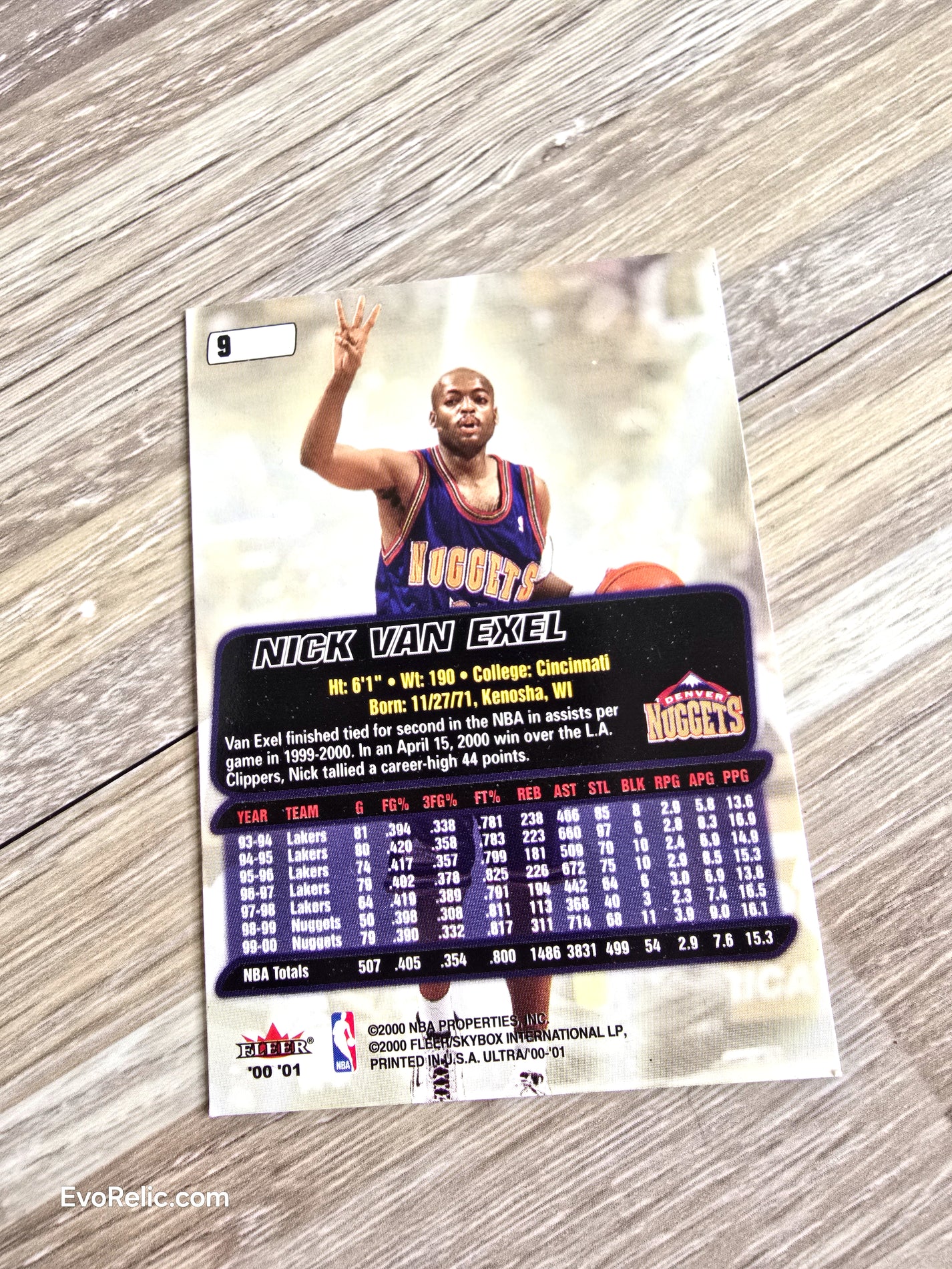 Nick Van Exel NBA Basketball Card 2000 Fleer No 9