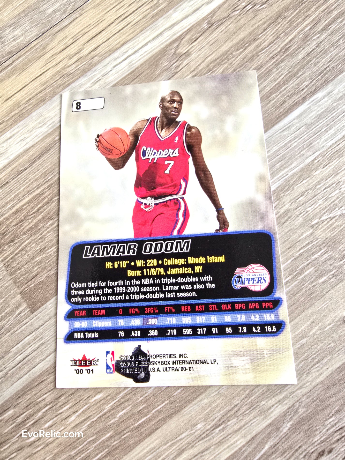 Lamar Odom NBA Basketball Card 2000 Fleer No 8