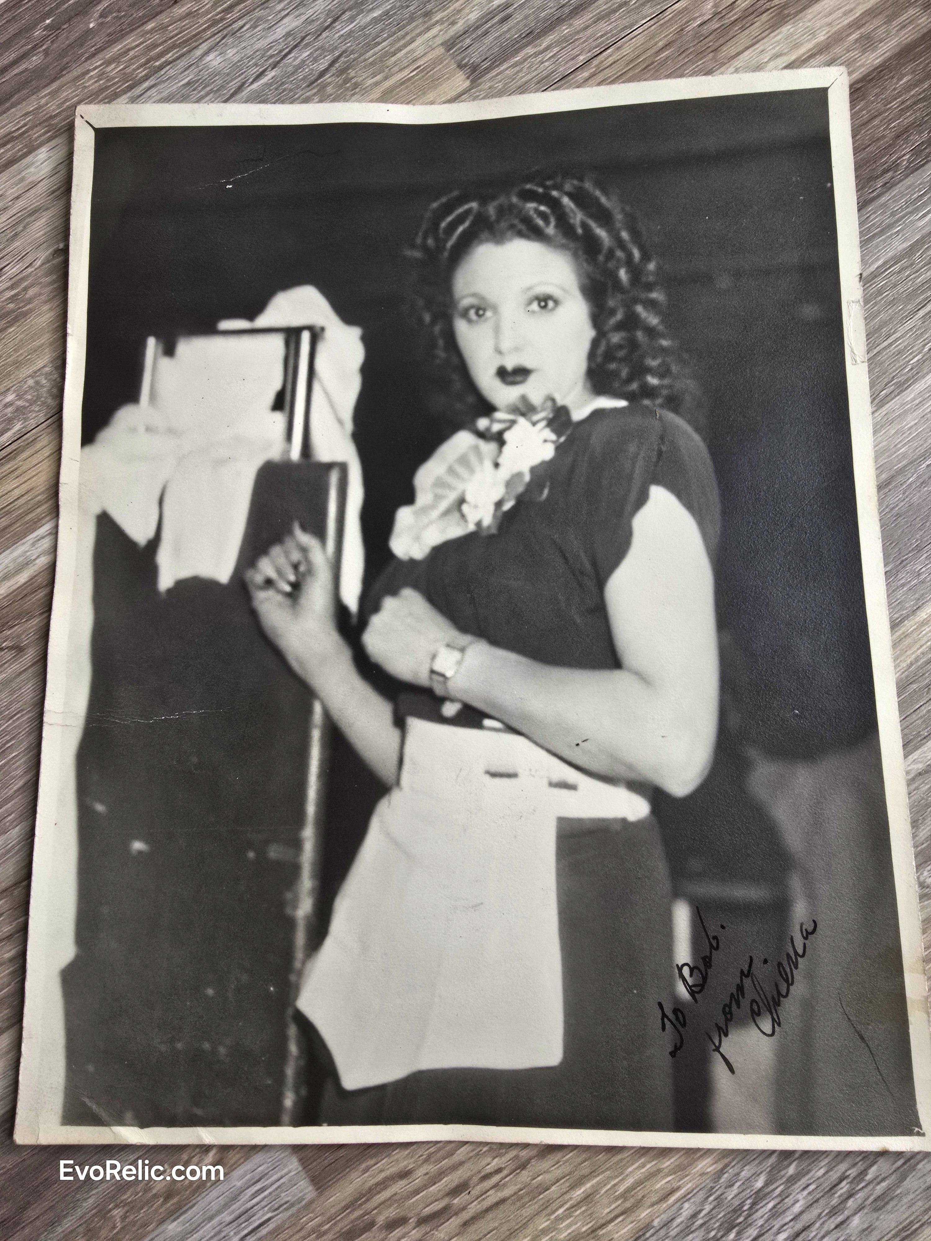 Vintage 1930s-1940s Signed Photo "Chieca" - Cabaret/Vaudeville Stage Performer Publicity Portrait