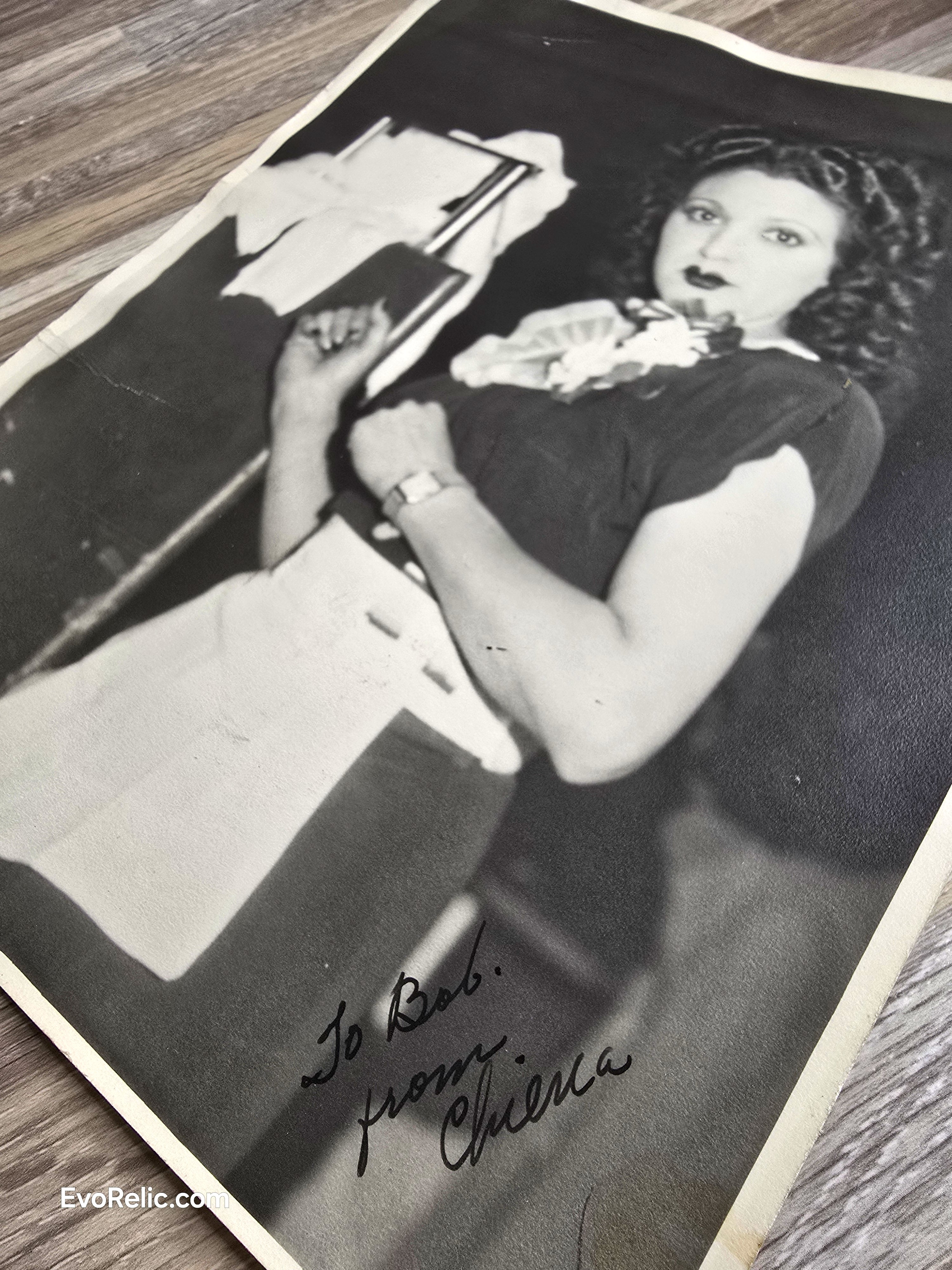 Vintage 1930s-1940s Signed Photo "Chieca" - Cabaret/Vaudeville Stage Performer Publicity Portrait