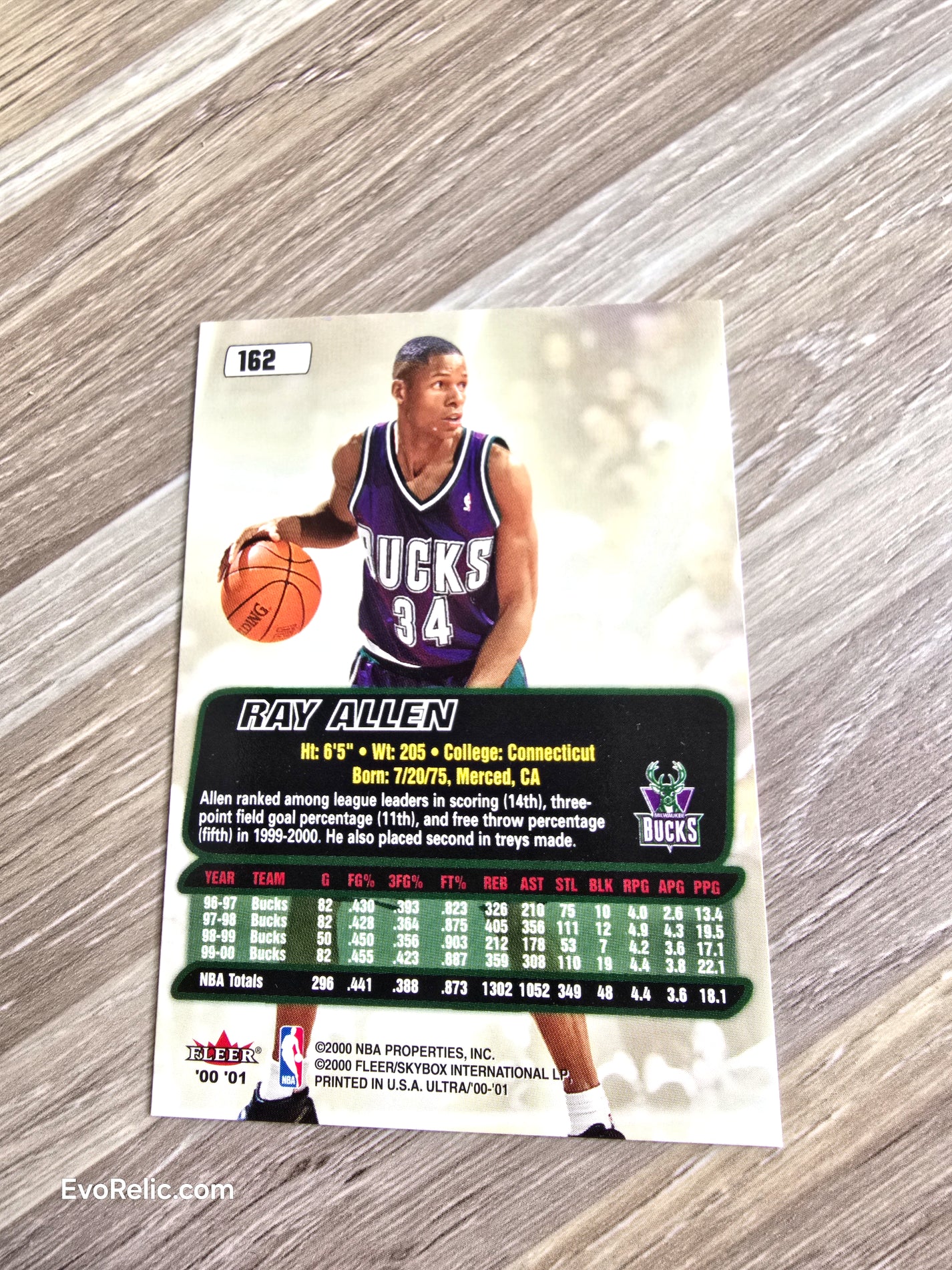 Ray Allen NBA Basketball Card 2000 Fleer No 162
