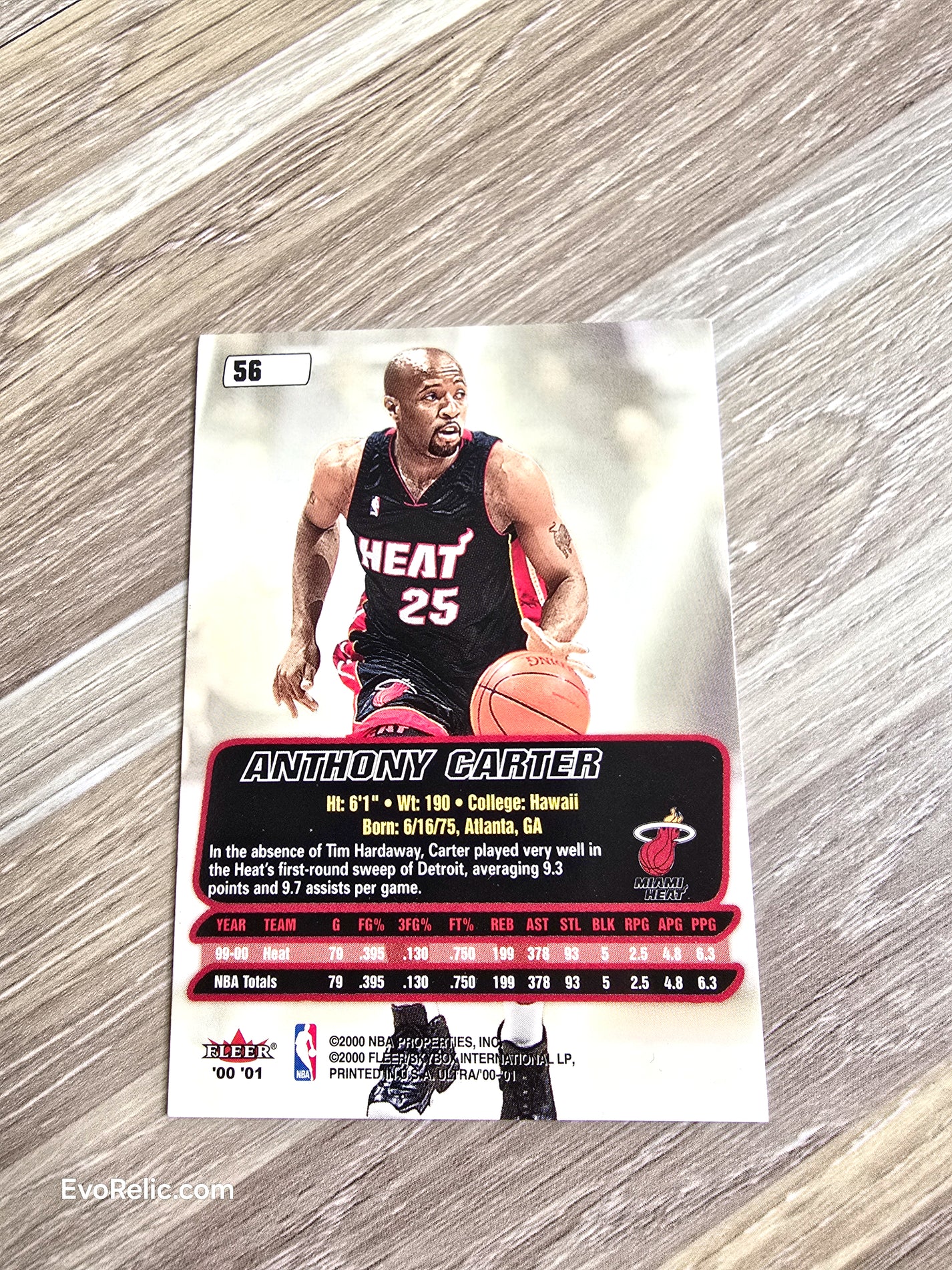 Anthony Carter NBA Basketball Card 2000 Fleer No 56