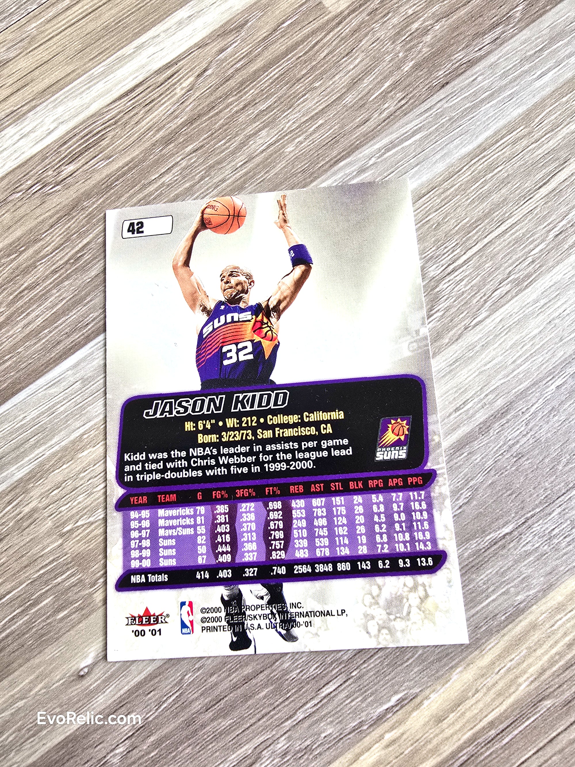 Jason Kidd NBA Basketball Card 2000 Fleer No 42
