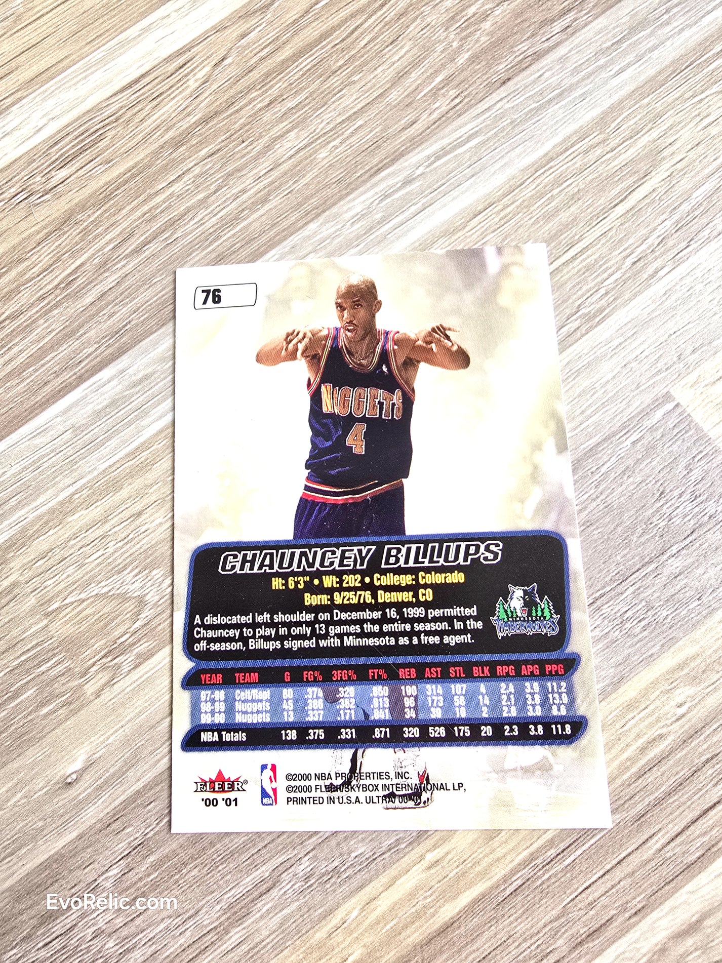 Chauncey Billups NBA Basketball Card 2000 Fleer No 76