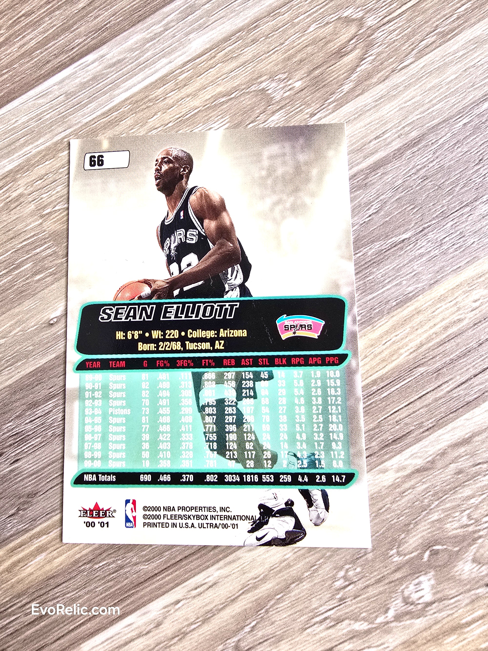 Sean Elliott NBA Basketball Card 2000 Fleer No 66