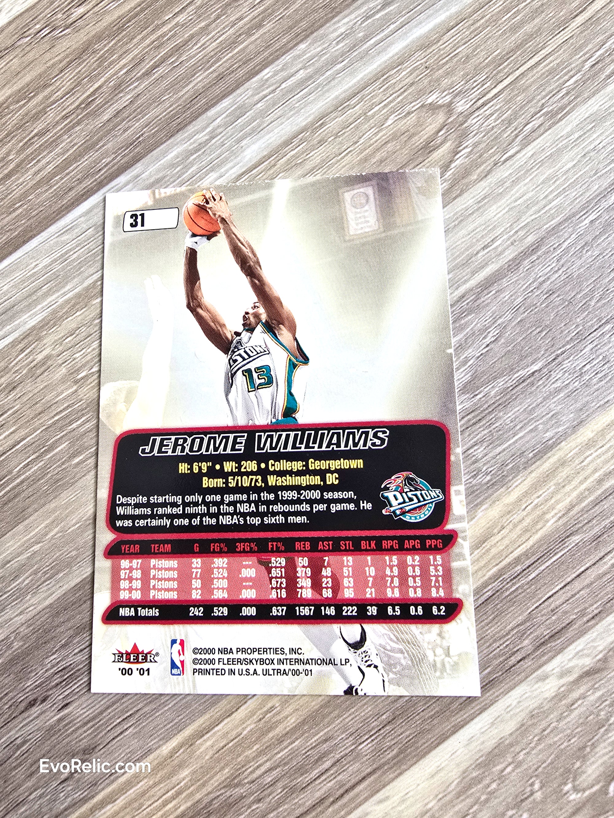 Jerome Wlliams NBA Basketball Card 2000 Fleer No 31