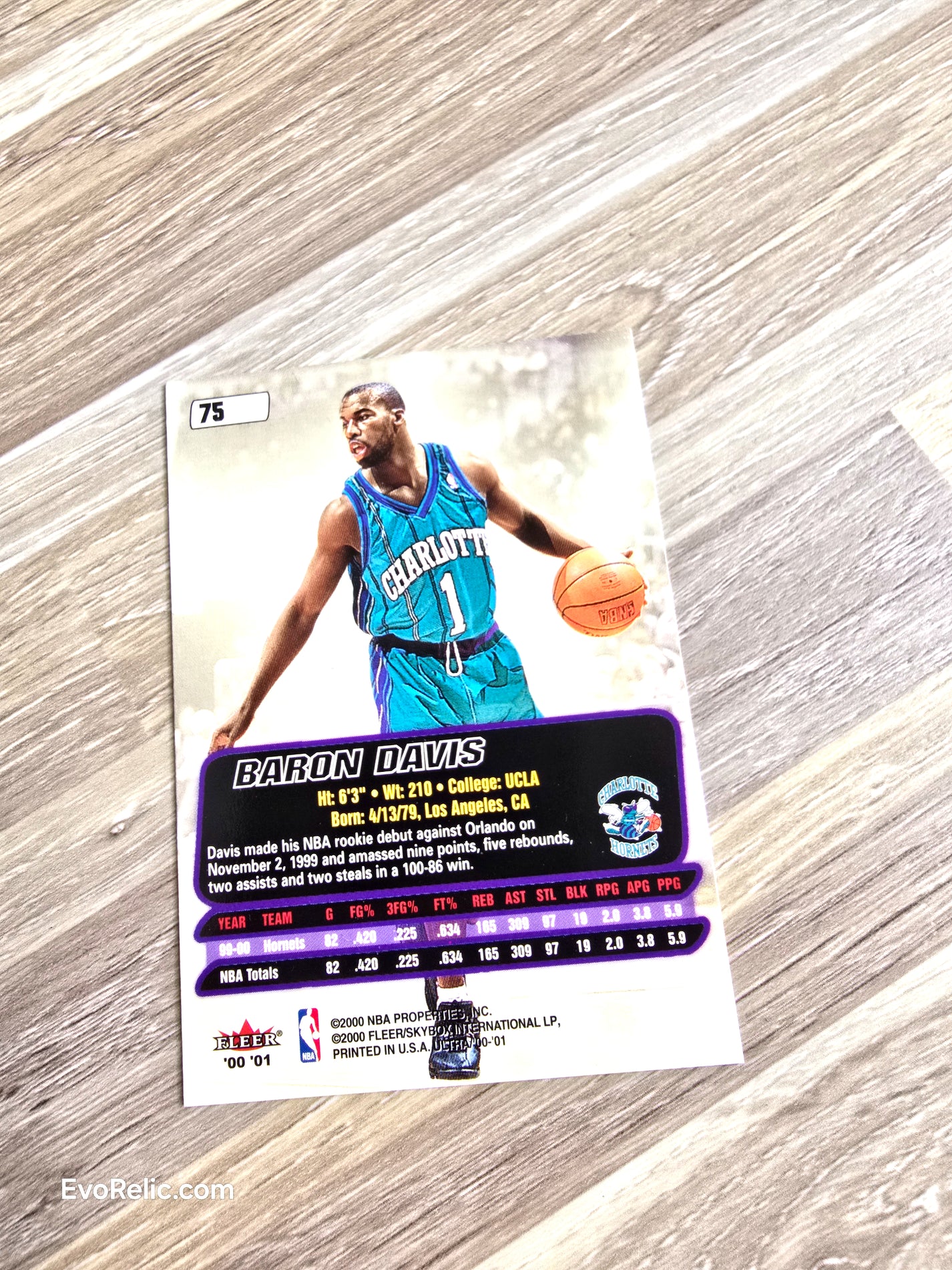 Baron Davis NBA Basketball Card 2000 Fleer No 75