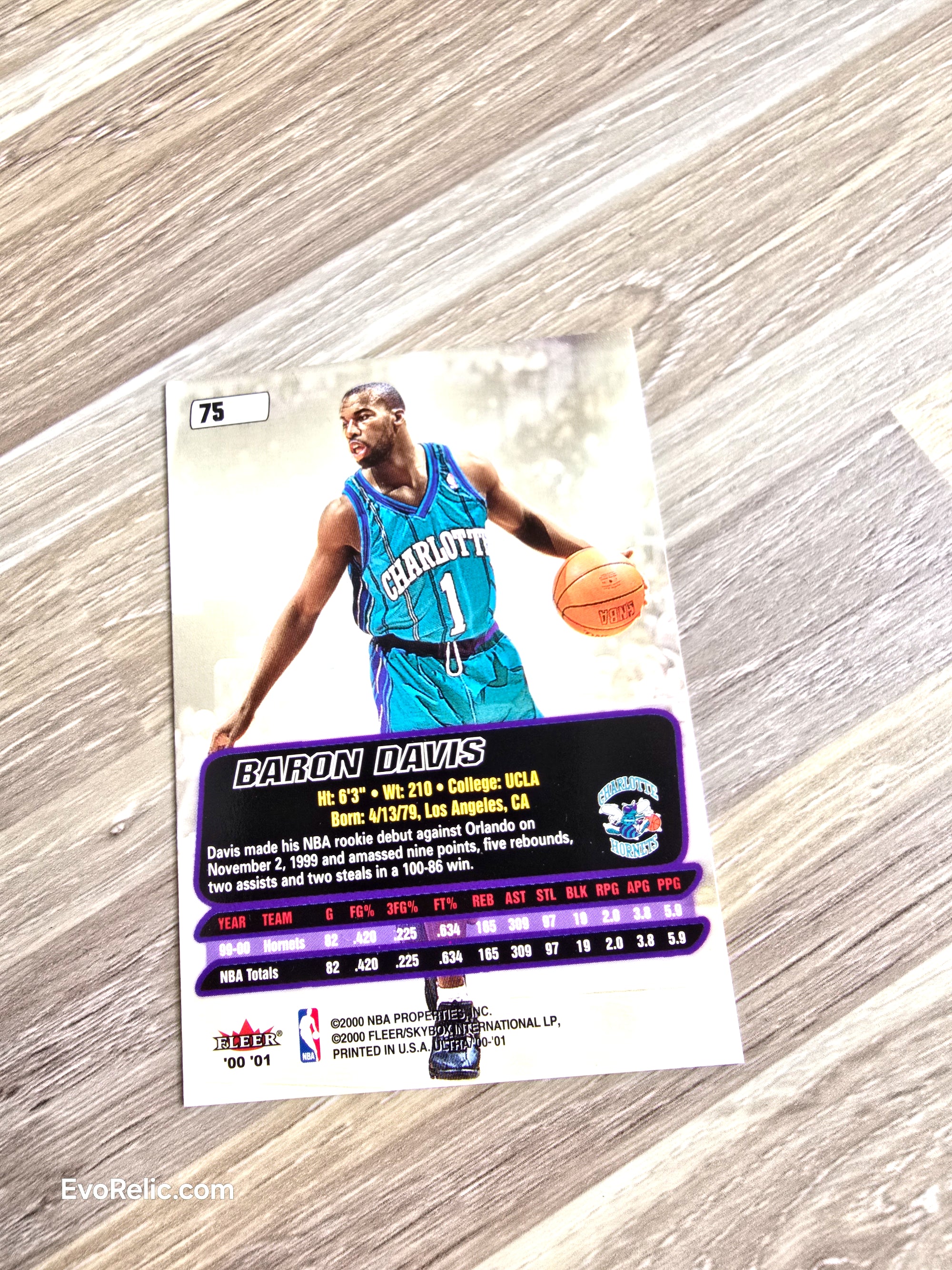 Baron Davis NBA Basketball Card 2000 Fleer No 75