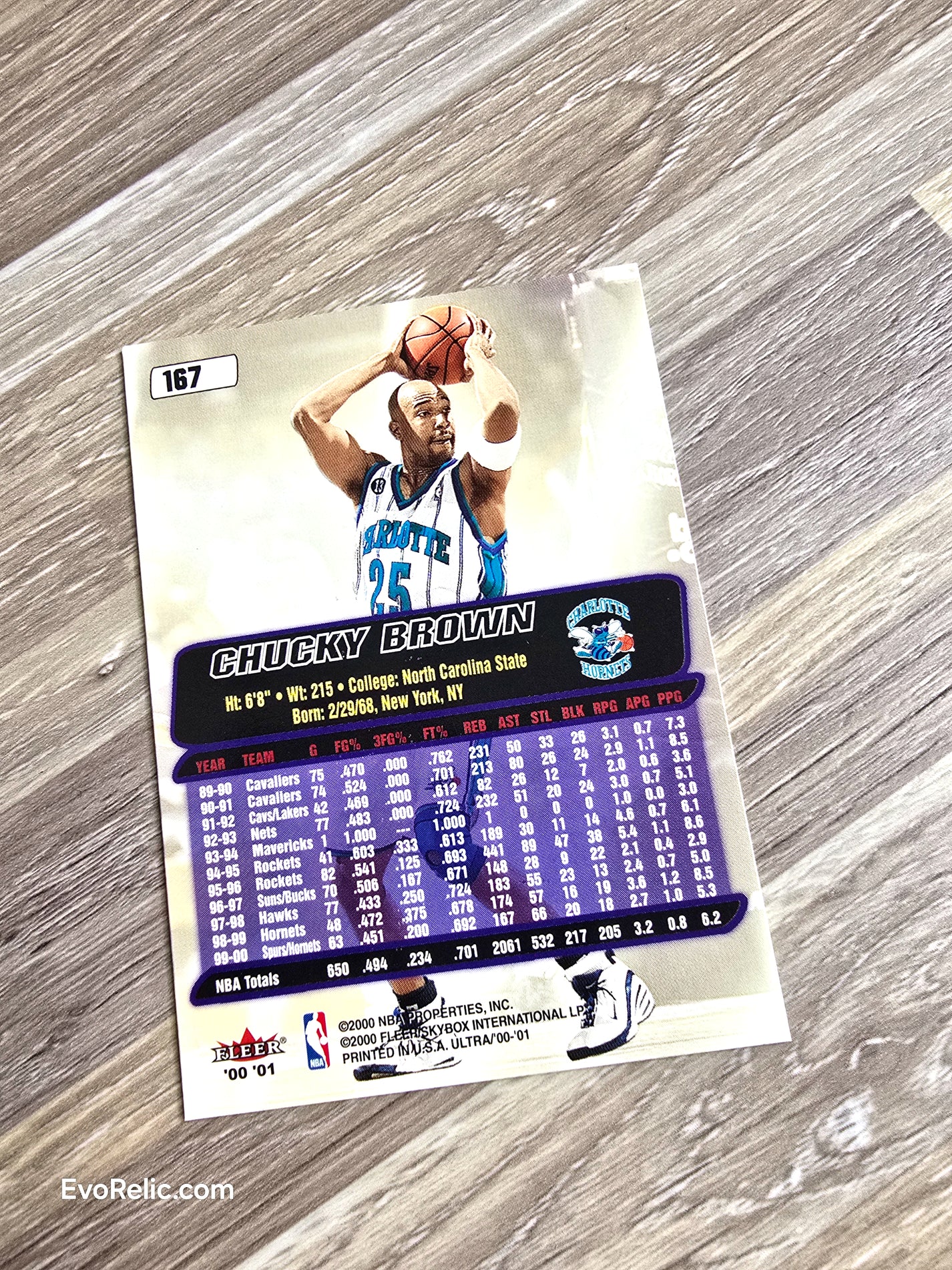 Chucky Brown NBA Basketball Card 2000 Fleer No 167
