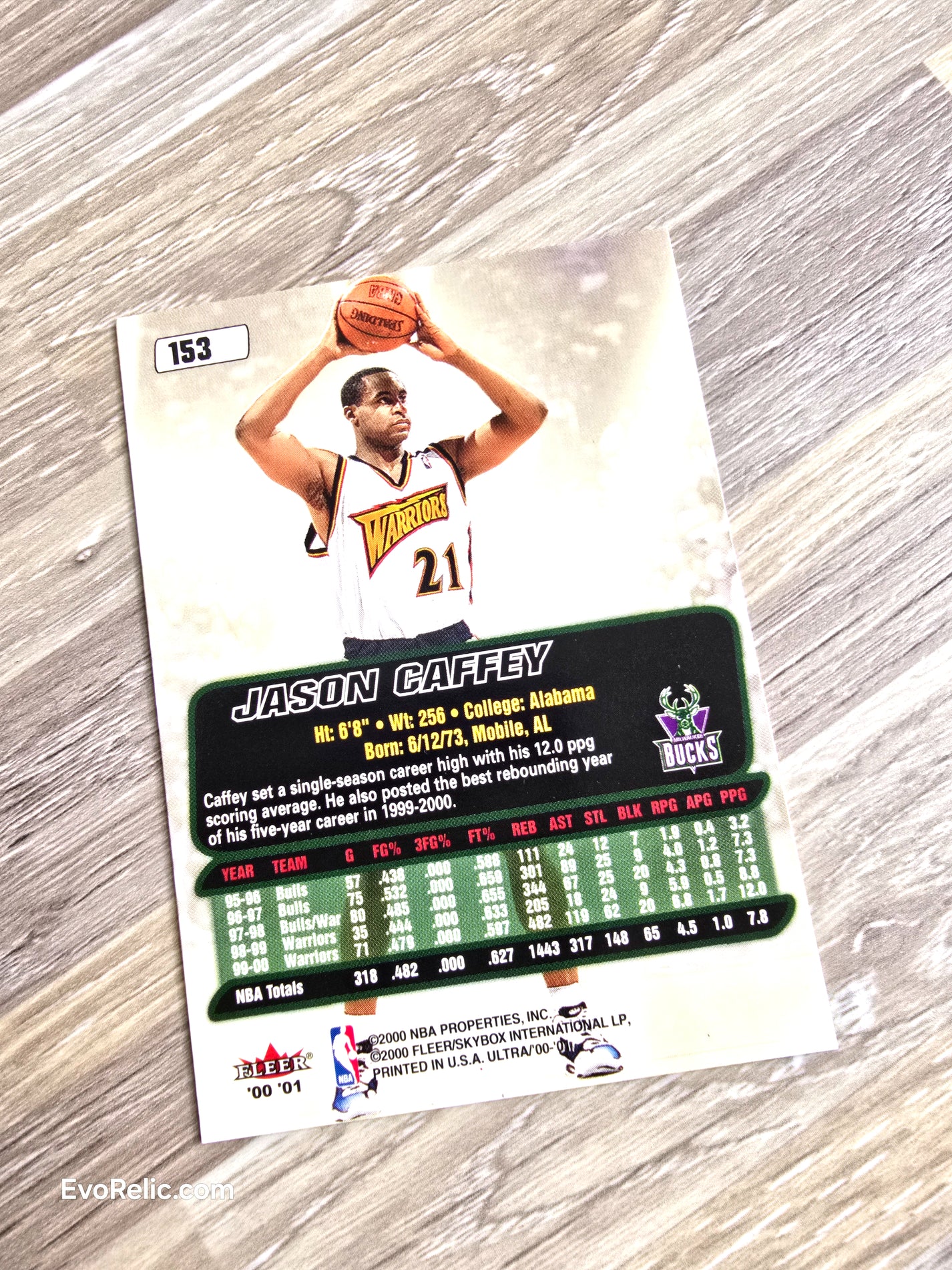 Jason Caffey NBA Basketball Card 2000 Fleer No 153