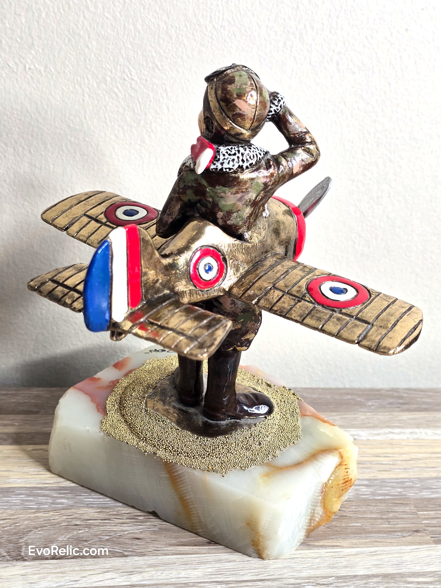 Sculpture by Artist Ron Lee 22k Gold Plated Captain Cranberry Clown Airplane Pilot