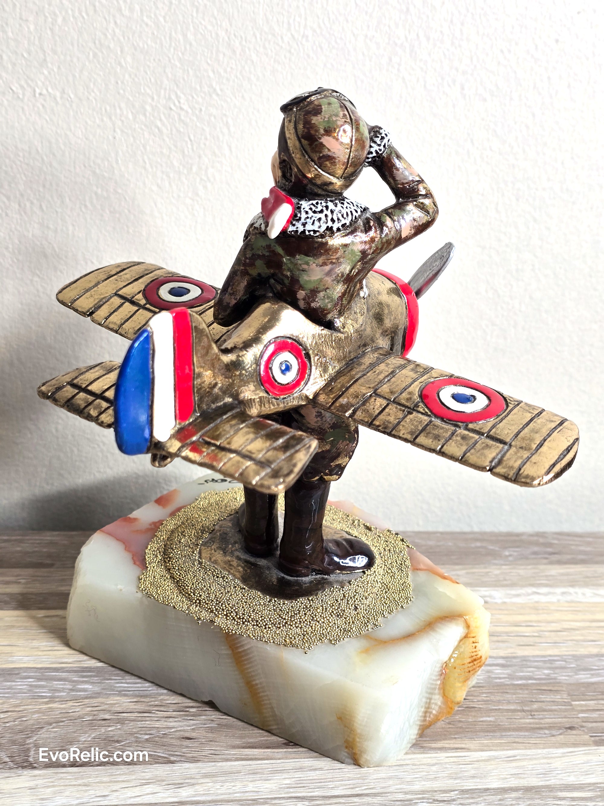 Sculpture by Artist Ron Lee 22k Gold Plated Captain Cranberry Clown Airplane Pilot