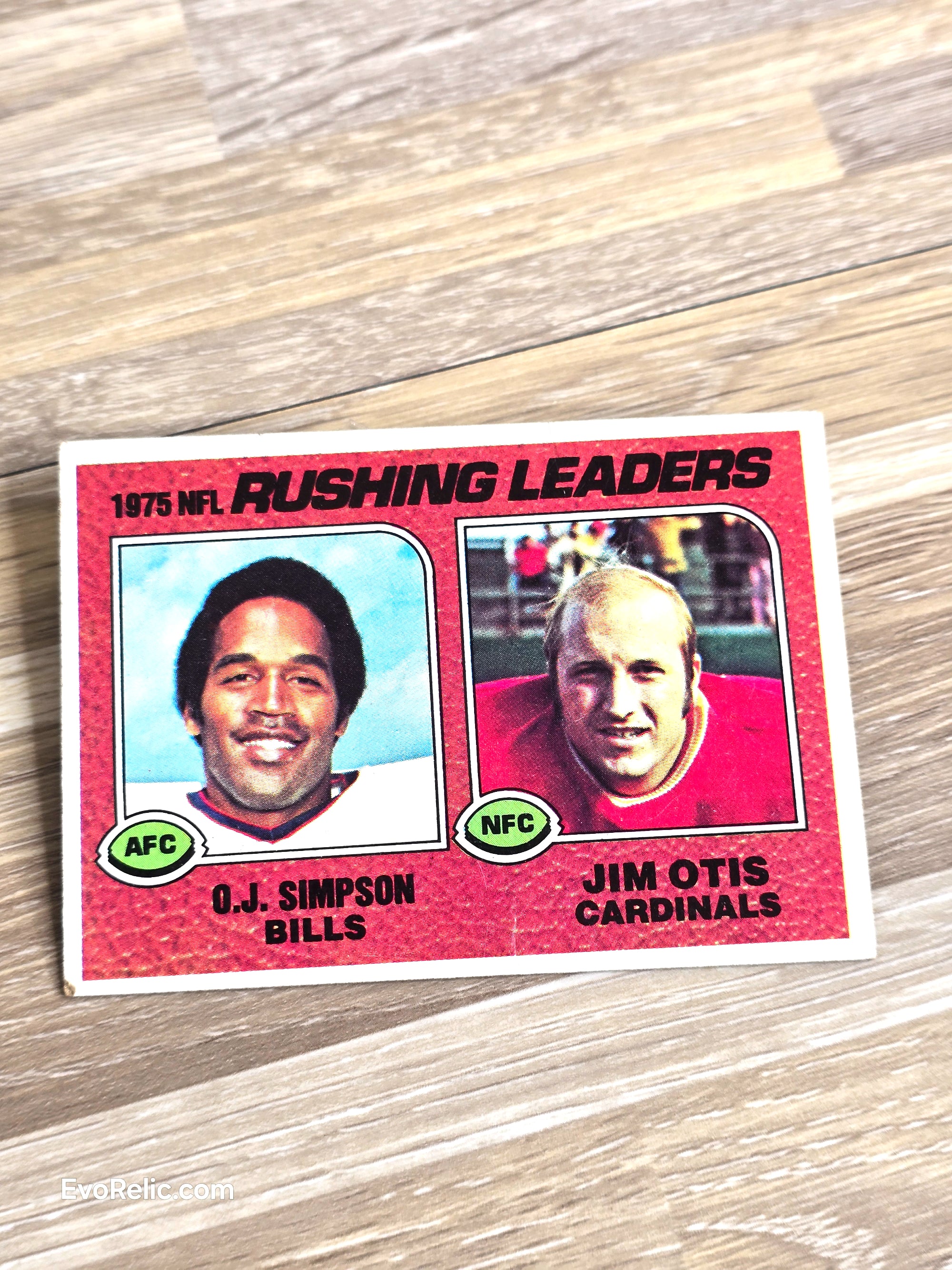 1976 NFL Rushing Leaders OJ Simpson Jim Otis Topps Card No 203