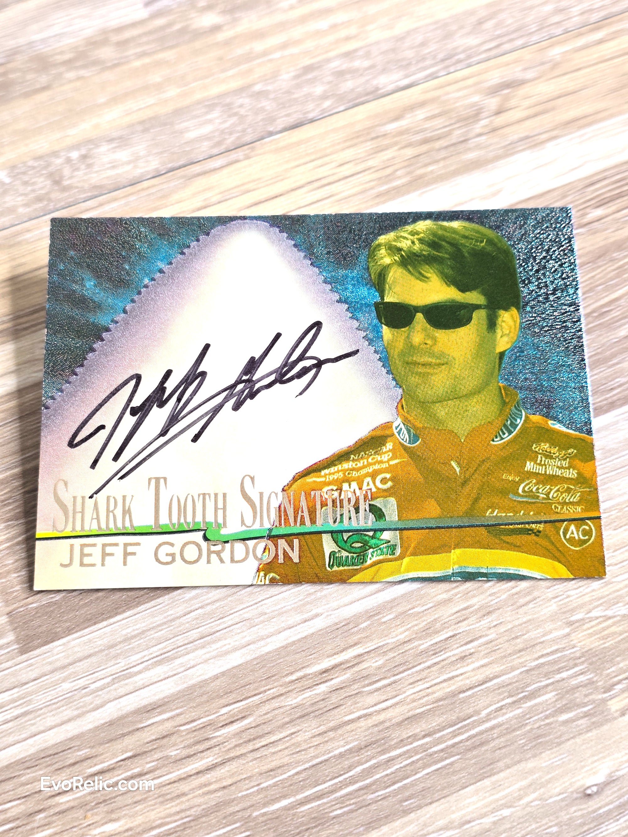Jeff Gordon Autograph plus NASCAR Race Used Tire Bundle 1997 Wheels Shark Tooth Auto 397/400 | 2021 Panini Relic 46/50 Limited Edition Auto Racing Memorabilia Lot