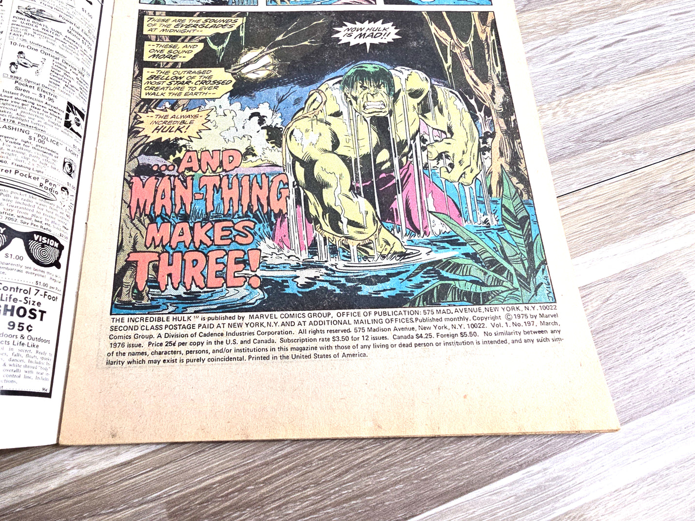 1975 Incredible Hulk Marvel Comic #197 March Hulk vs. Man-Thing