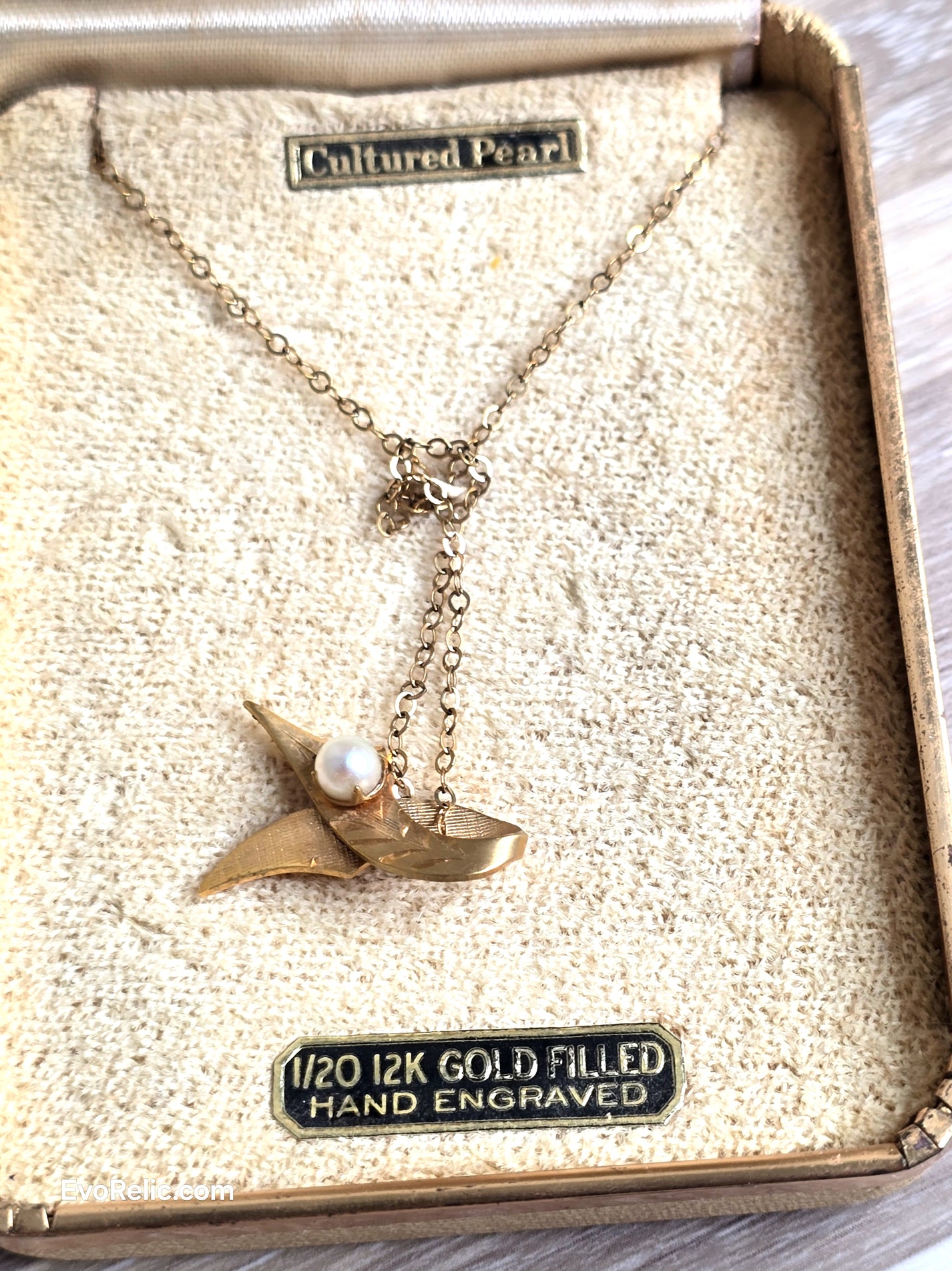 12k Gold Filled Necklace with Cultured Pearl Pendant